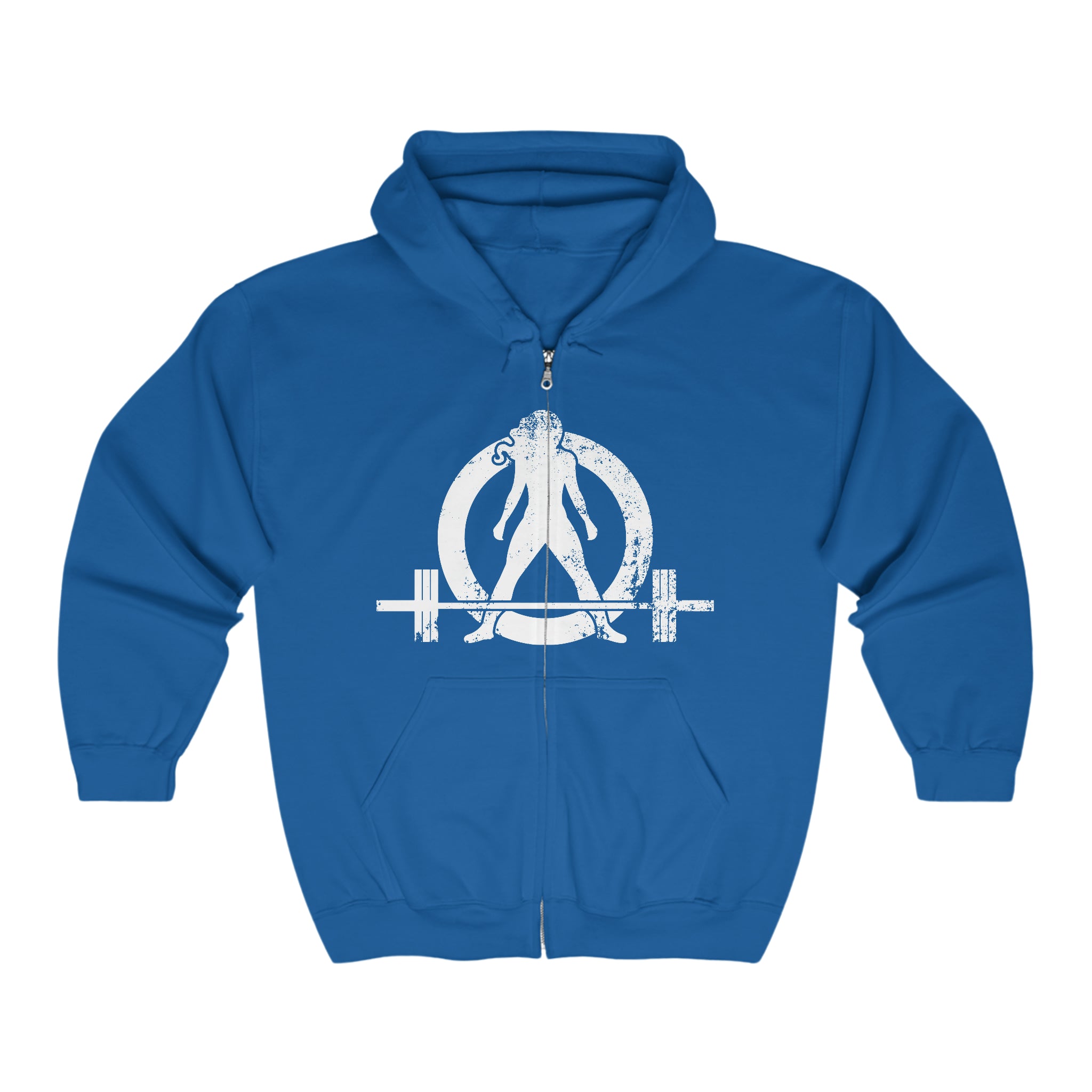 Unisex Heavy Blend Full Zip Hooded Sweatshirt - Front Chest White Logo - Plain Back