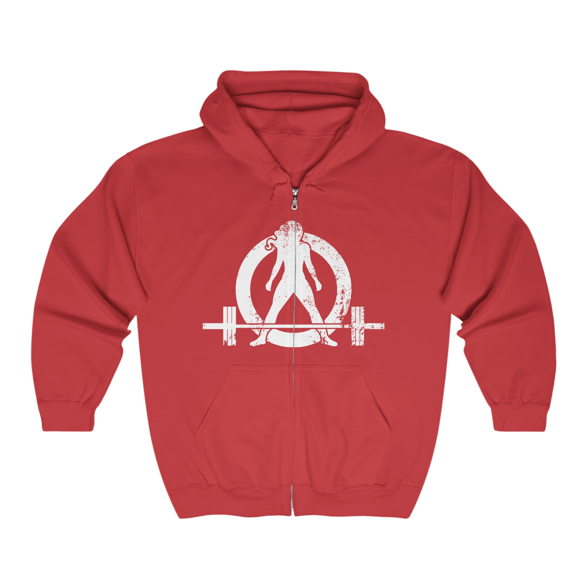 Unisex Heavy Blend Full Zip Hooded Sweatshirt - Front Chest White Logo - Plain Back