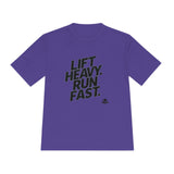 Lift Heavy Run Fast - Unisex Moisture Wicking Tee - Black Logo