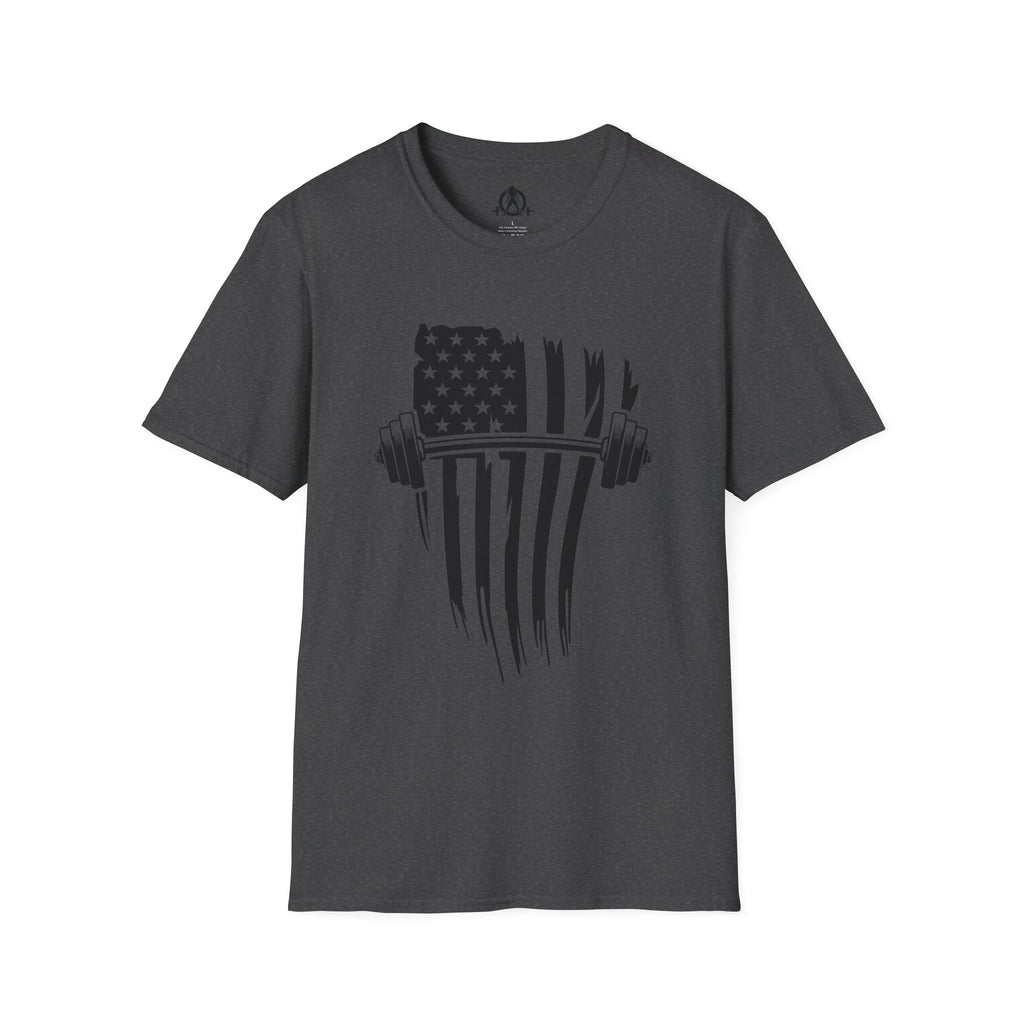 USA Barbell  - Unisex Softstyle T-Shirt - Black Logo - Plain Back