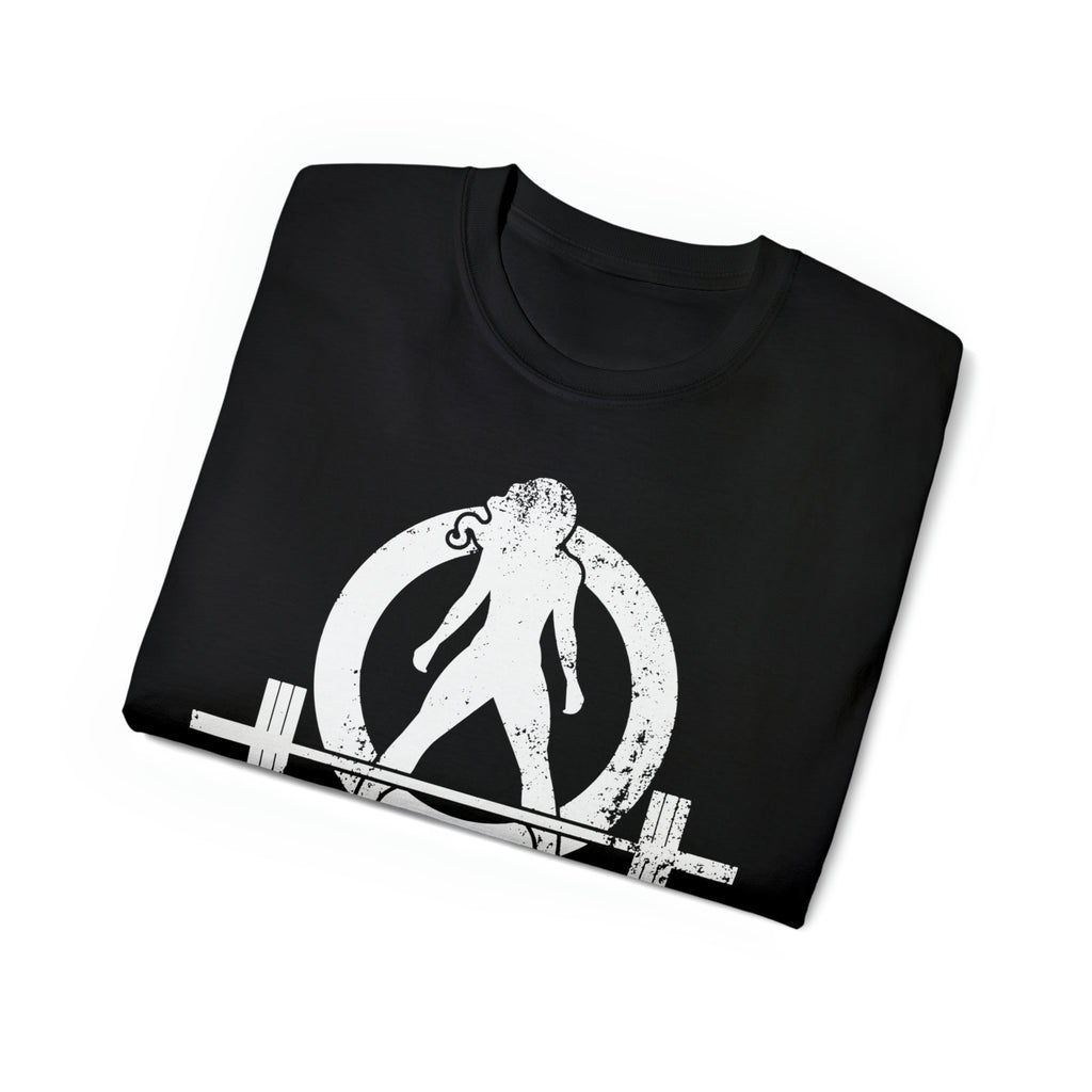 Unisex Ultra Cotton Tee - Distressed White Logo - Plain Back
