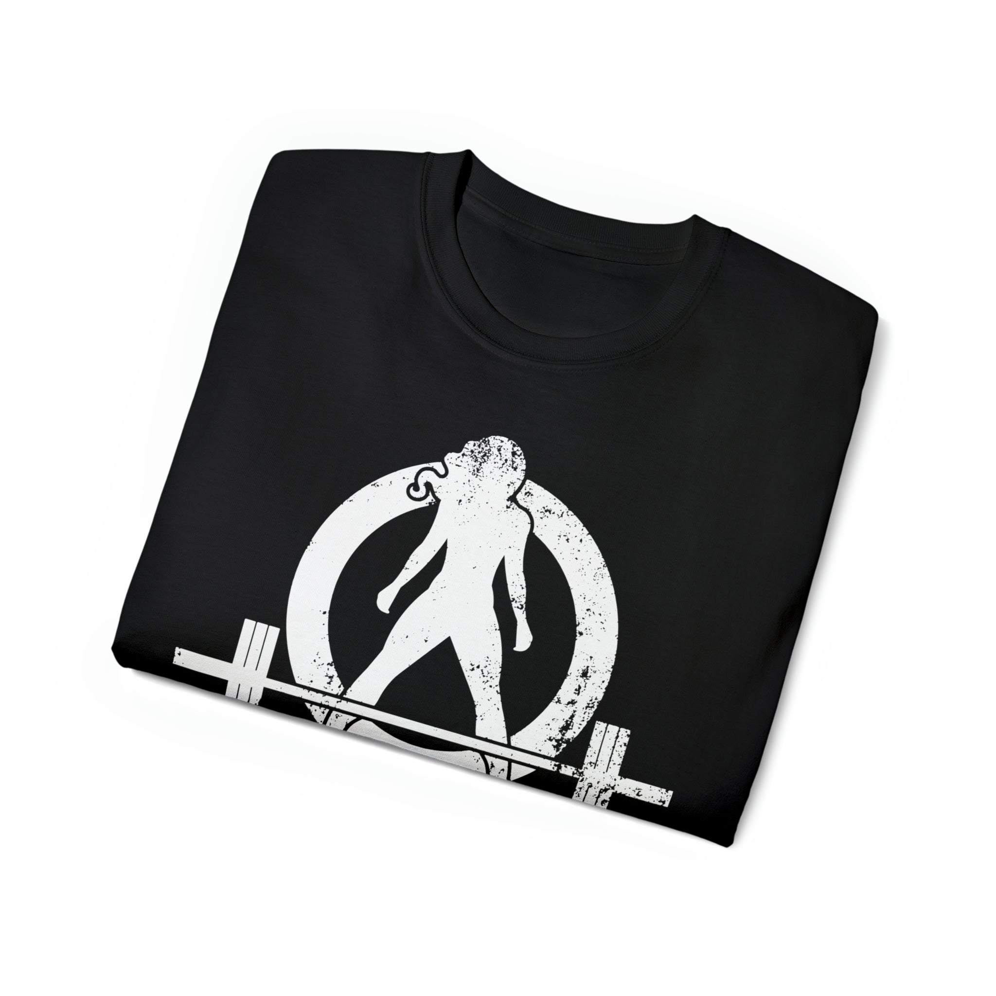Unisex Ultra Cotton Tee - Distressed White Logo - Plain Back