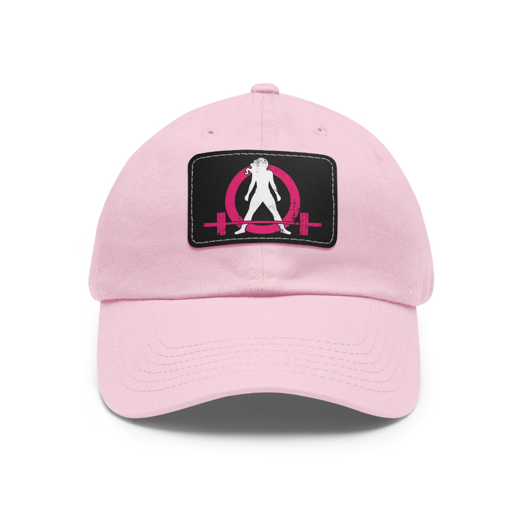 Distressed - Dad Hat with Leather Patch (Rectangle) - Color Font