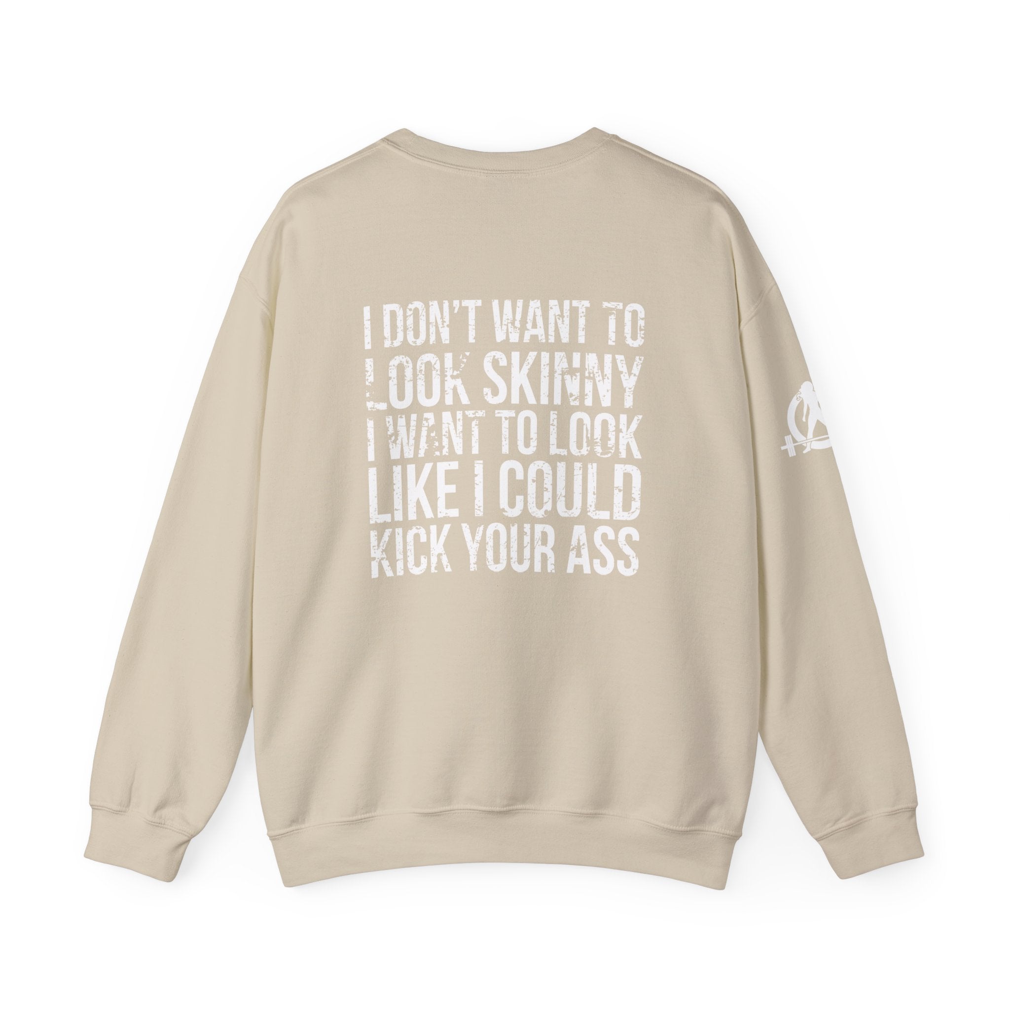 Kick Your Ass - Unisex Heavy Blend™ Crewneck Sweatshirt - Distressed Logo - Plain Back