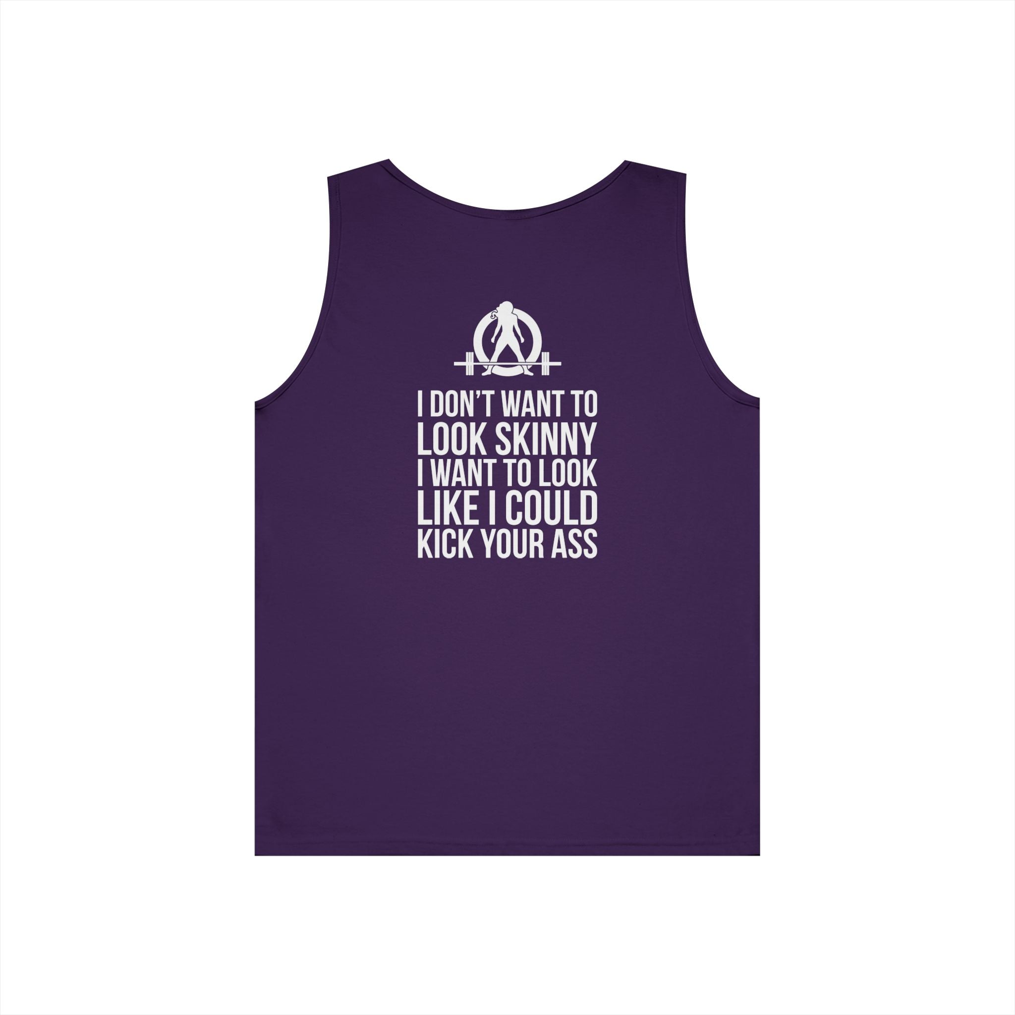 Unisex Heavy Cotton Tank Top -  White Logo - Kick Your Ass