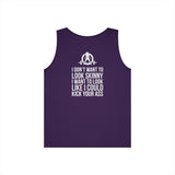 Unisex Heavy Cotton Tank Top -  White Logo - Kick Your Ass