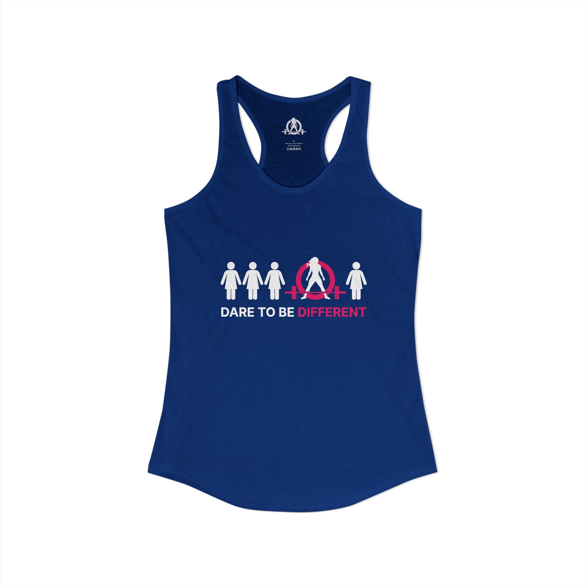 Dare To Be Different - Deadlift - Women's Ideal Racerback Tank - Front Logo