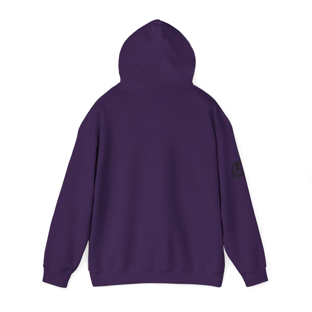 Lift Heavy Swing Fast - Unisex Heavy Blend Hooded Sweatshirt - Black Logo - Right Shoulder - Plain Back