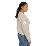 She is STRONG - Unisex Heavy Blend™ Crewneck Sweatshirt - Front White Logo - Plain Back