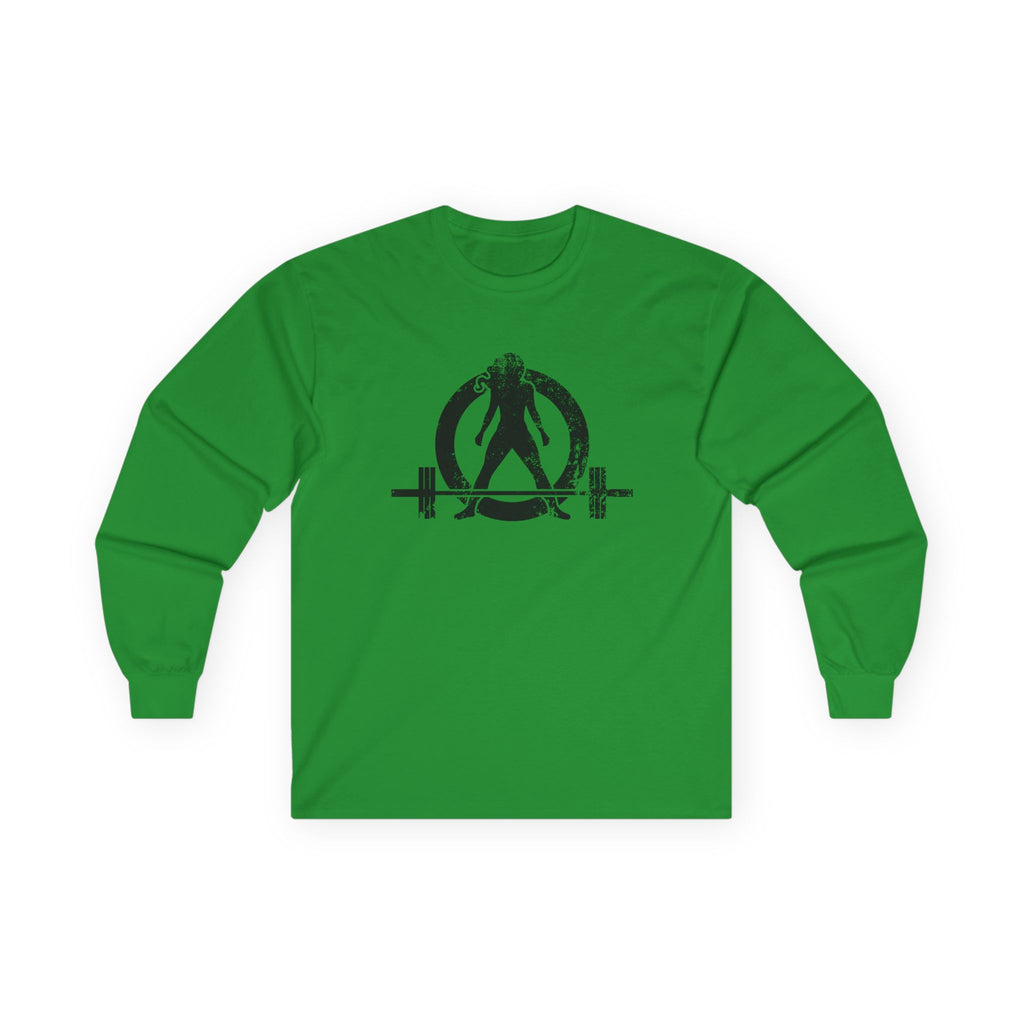 Lift Heavy Run Fast - Ultra Cotton Long Sleeve Tee - Black Logo Front & Back