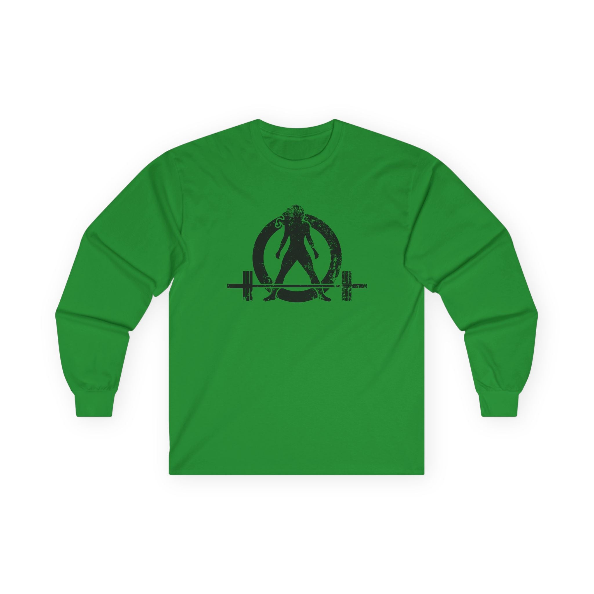 Lift Heavy Run Fast - Ultra Cotton Long Sleeve Tee - Black Logo Front & Back