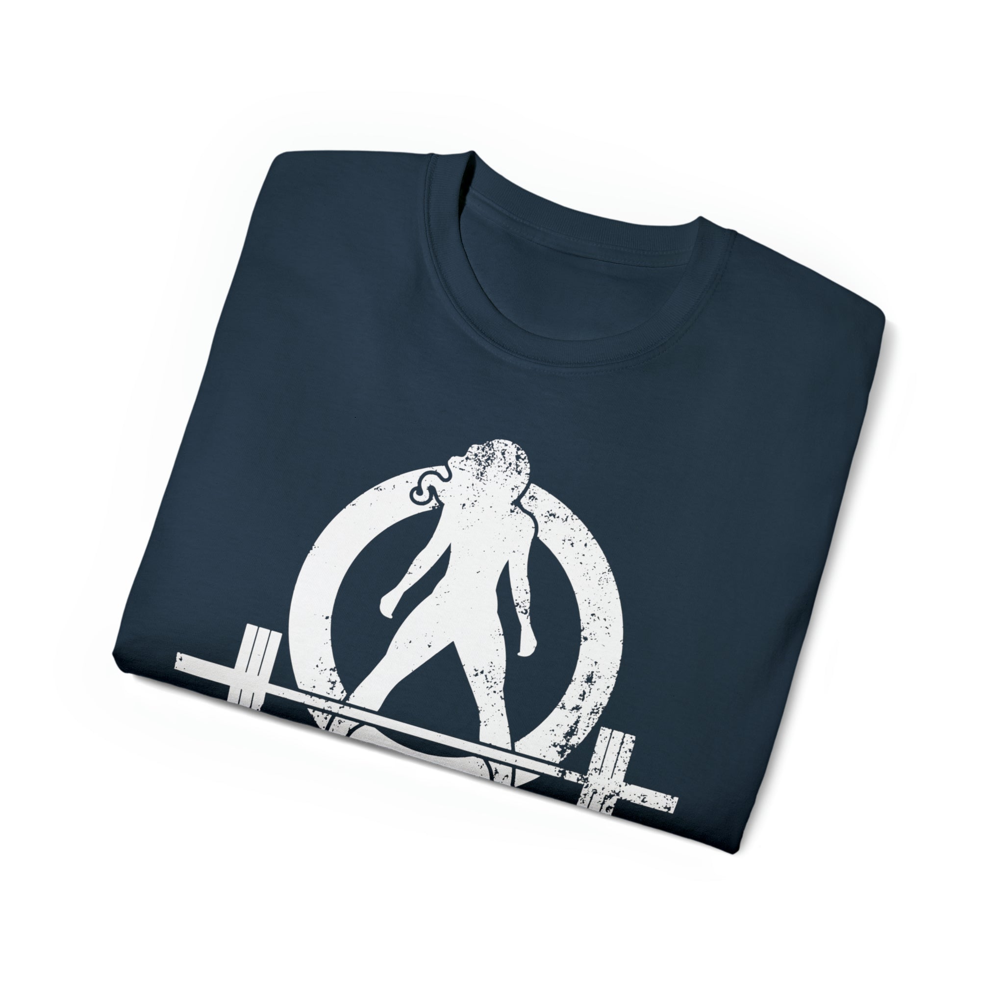 Unisex Ultra Cotton Tee - Distressed White Logo - Plain Back