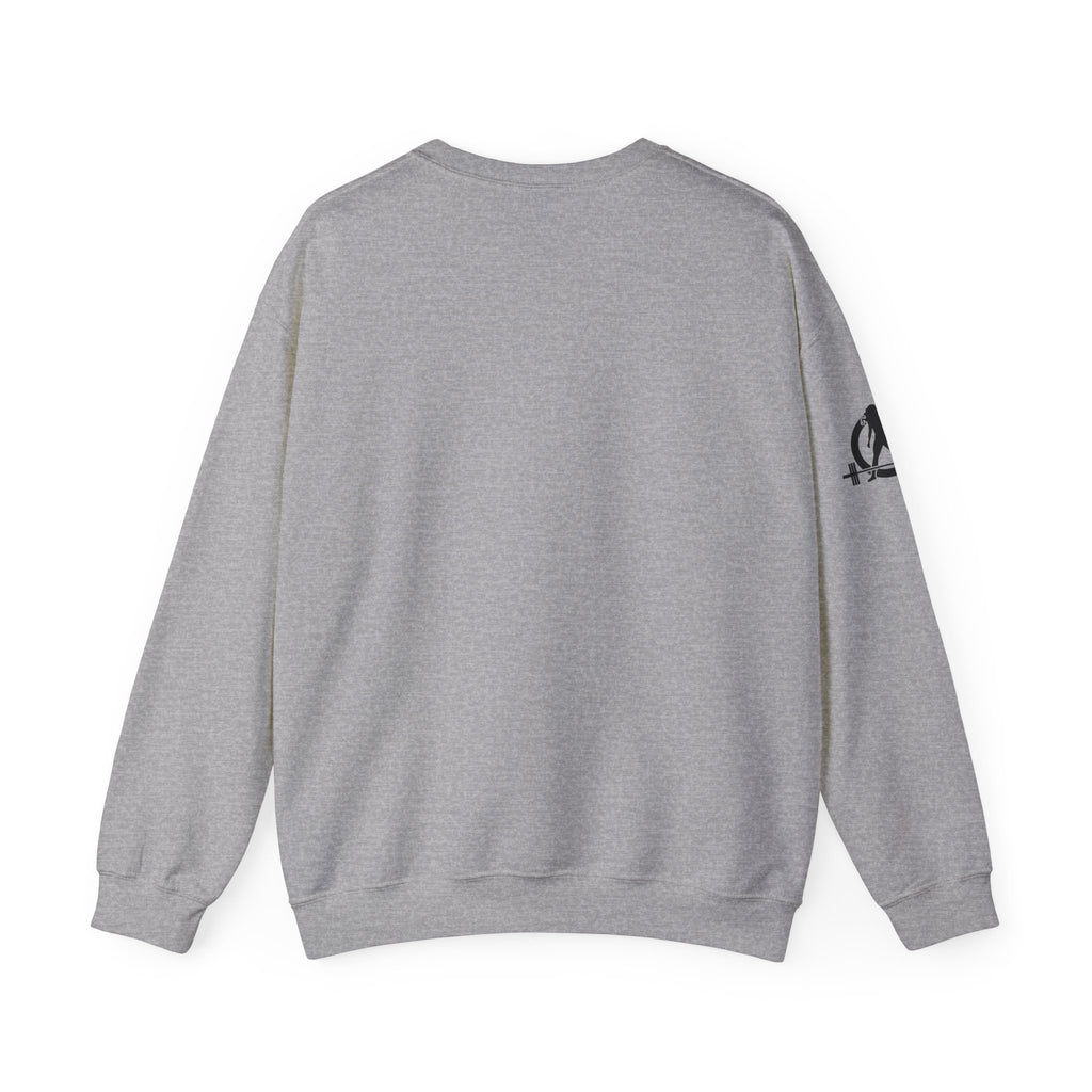 She is STRONG - Unisex Heavy Blend™ Crewneck Sweatshirt - Front Black Logo - Plain Back