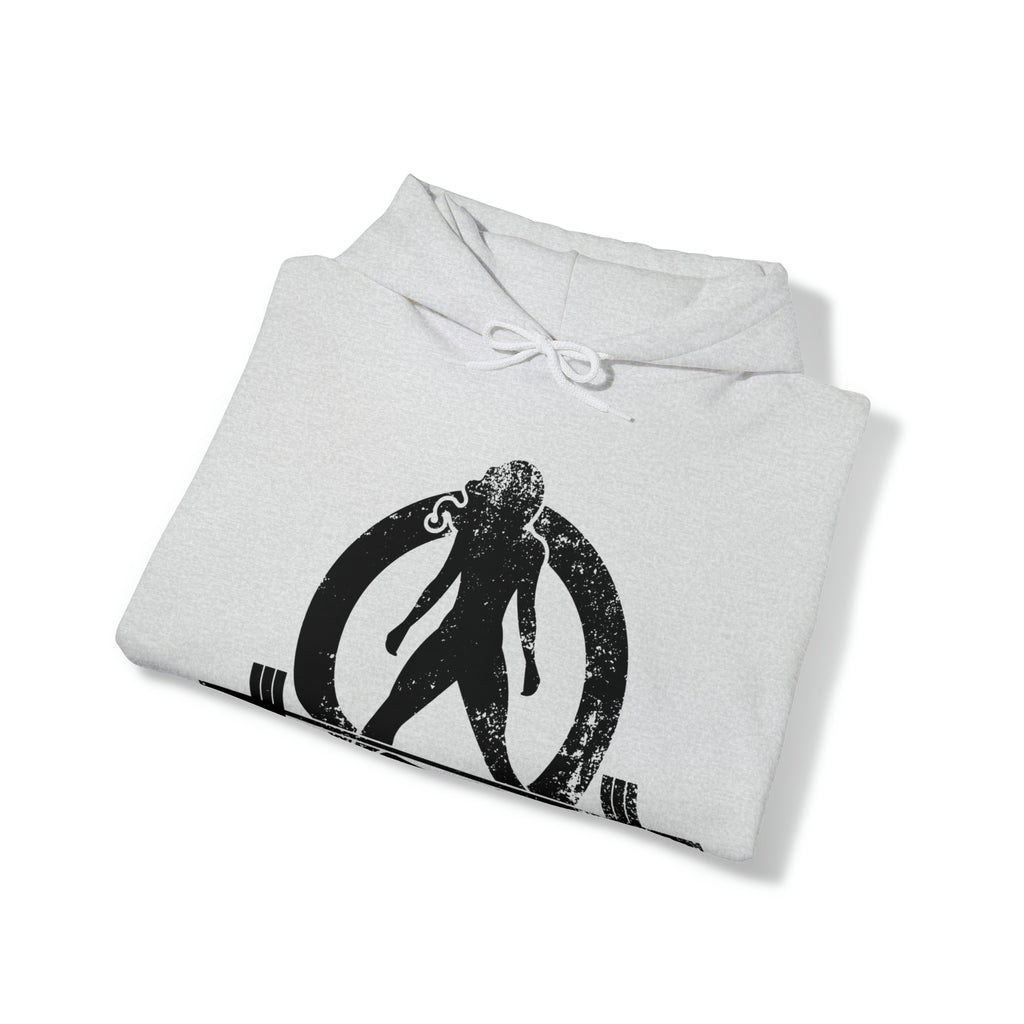 Distressed Black Logo - Plain Back - Unisex Heavy Blend Hooded Sweatshirt