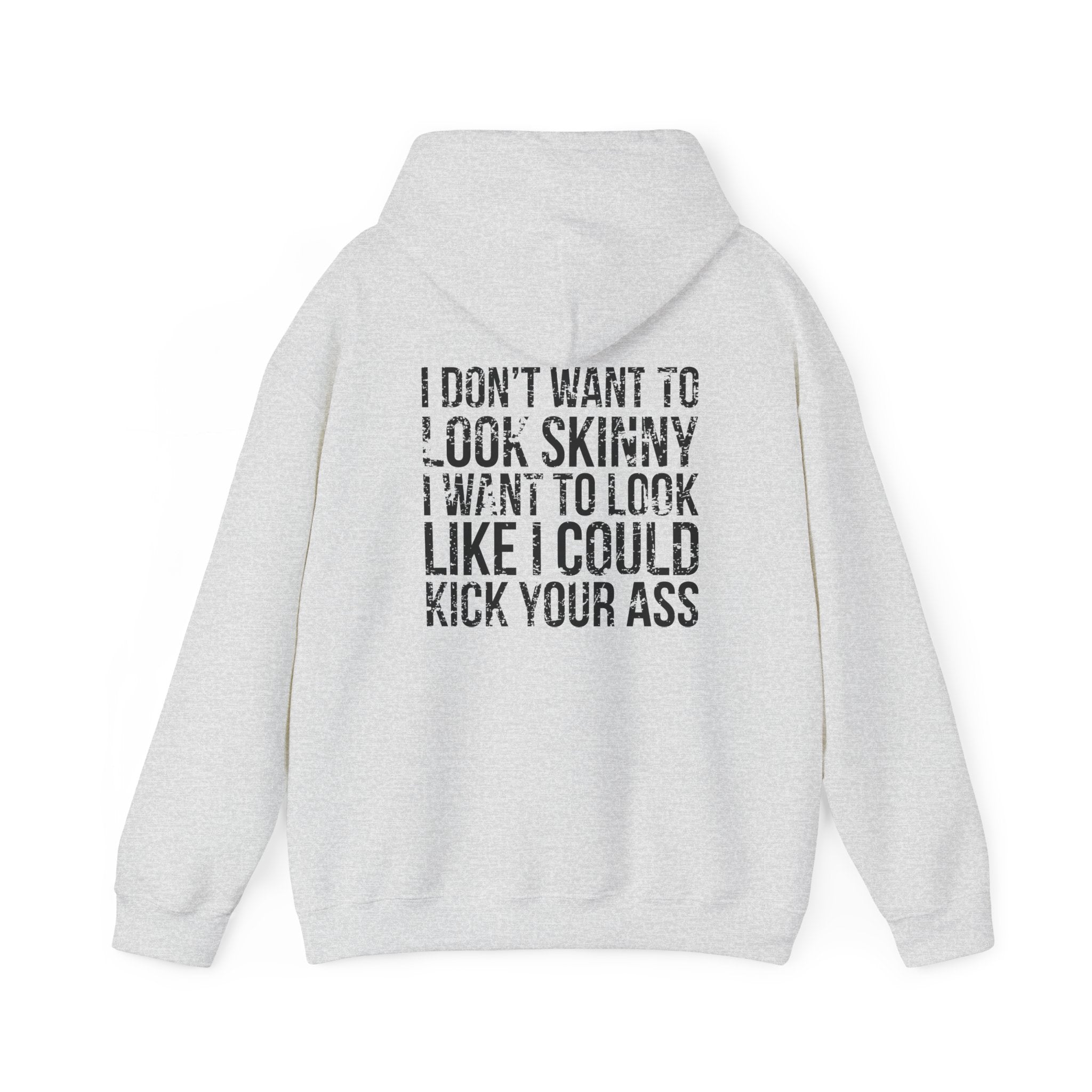 Kick Your Ass - Unisex Heavy Blend Hooded Sweatshirt  - Distressed White Logo Front & Back