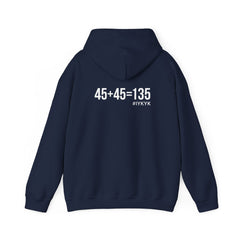 45 + 45 = 135  - Unisex Heavy Blend Hooded Sweatshirt  - White Logo Front & Back