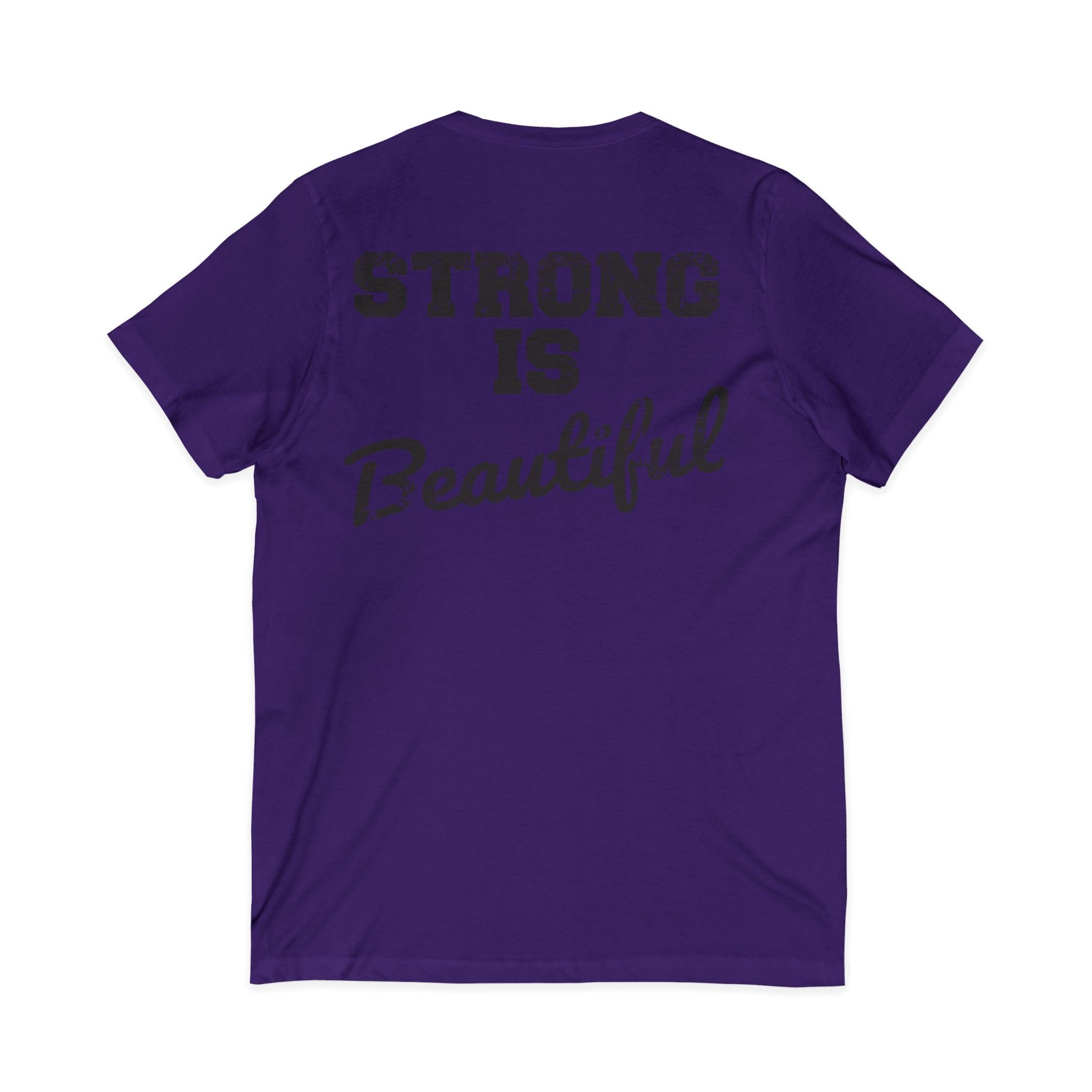 Strong Is Beautiful - Distressed Black Logo - Unisex Jersey Short Sleeve V-Neck Tee