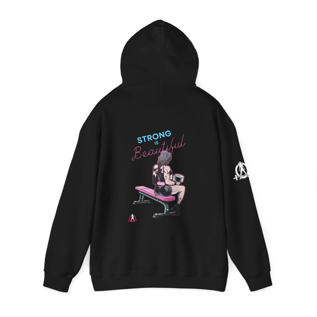 Strong Her Cartoon - Unisex Heavy Blend Hooded Sweatshirt - Logo on Back & Right Sleeve