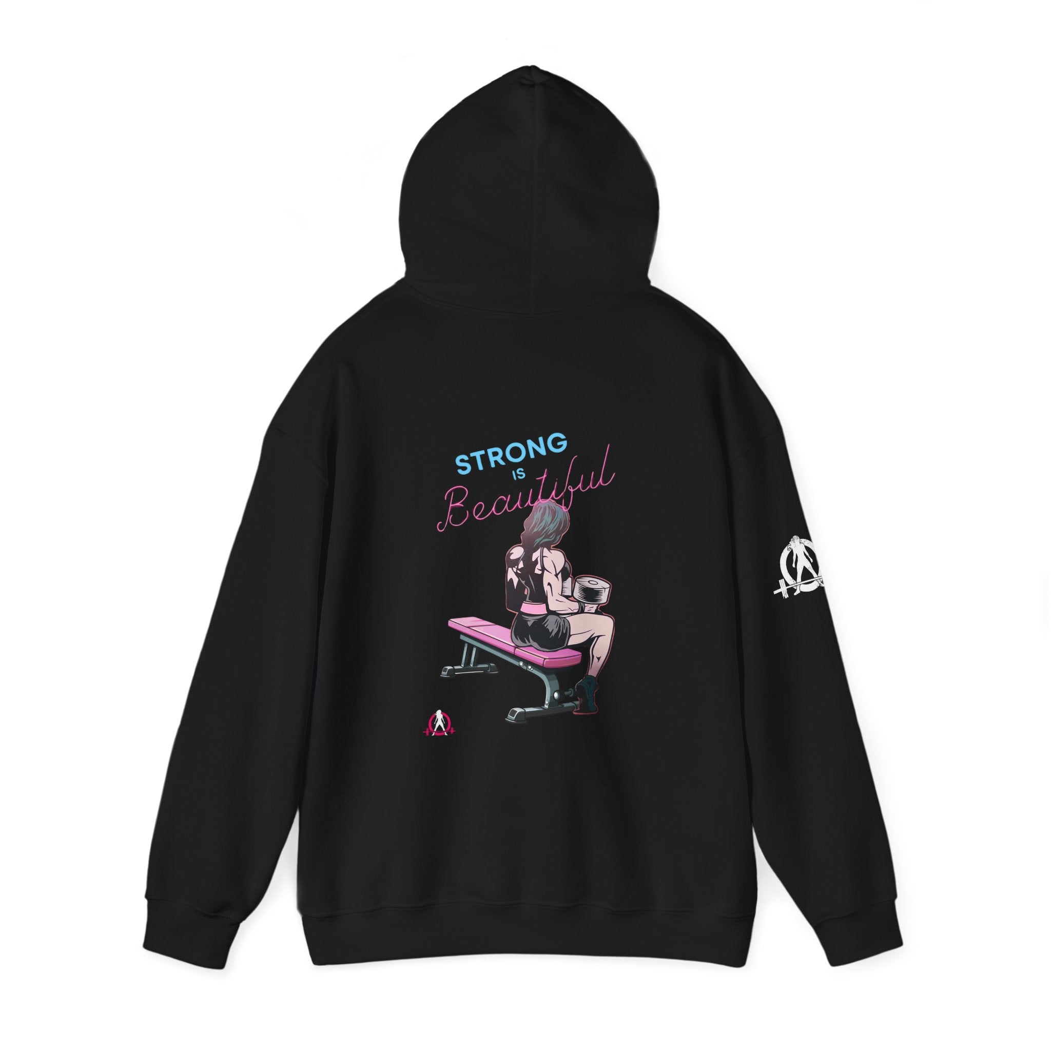 Strong Her Cartoon - Unisex Heavy Blend Hooded Sweatshirt - Logo on Back & Right Sleeve