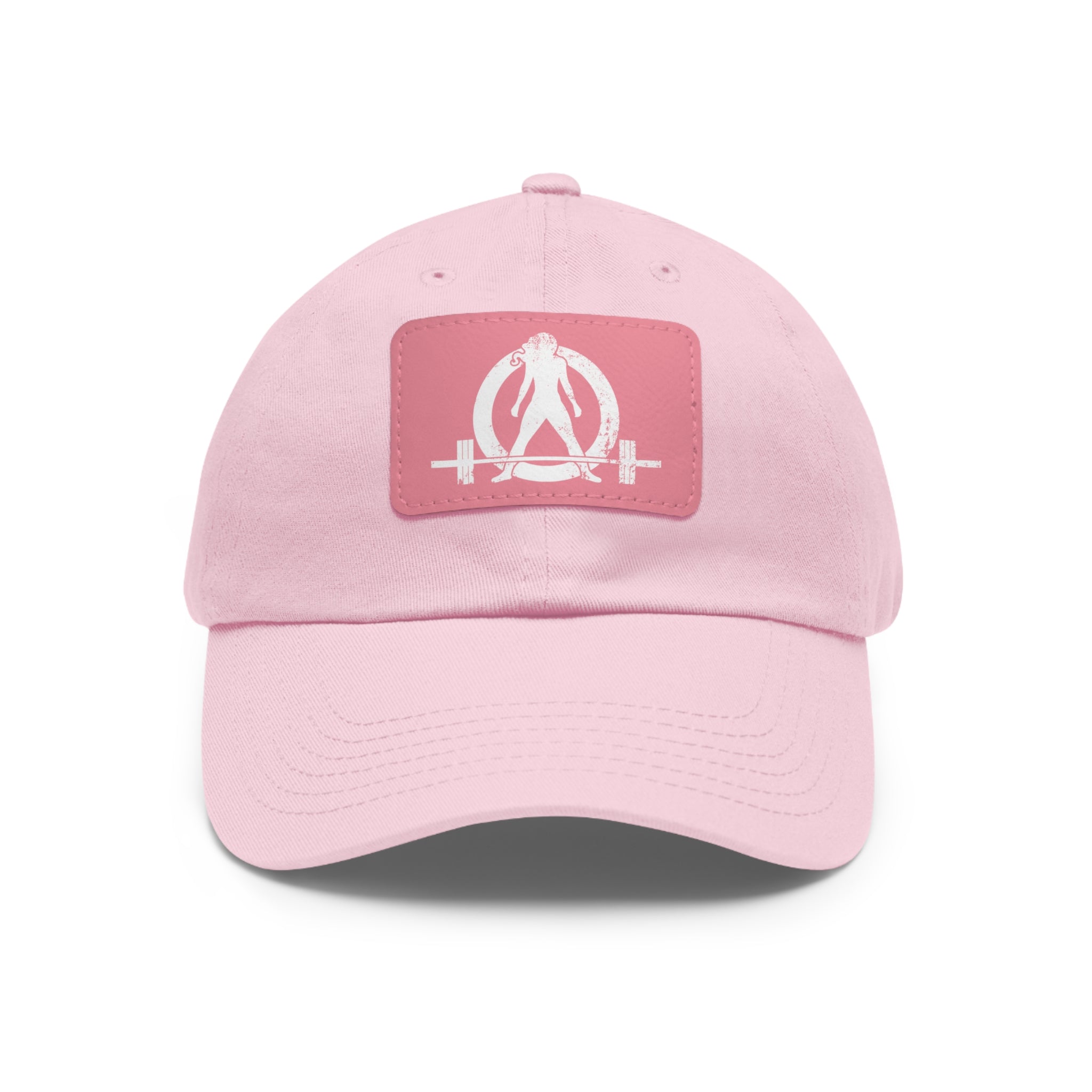 Distressed - Dad Hat with Leather Patch (Rectangle) - White Font