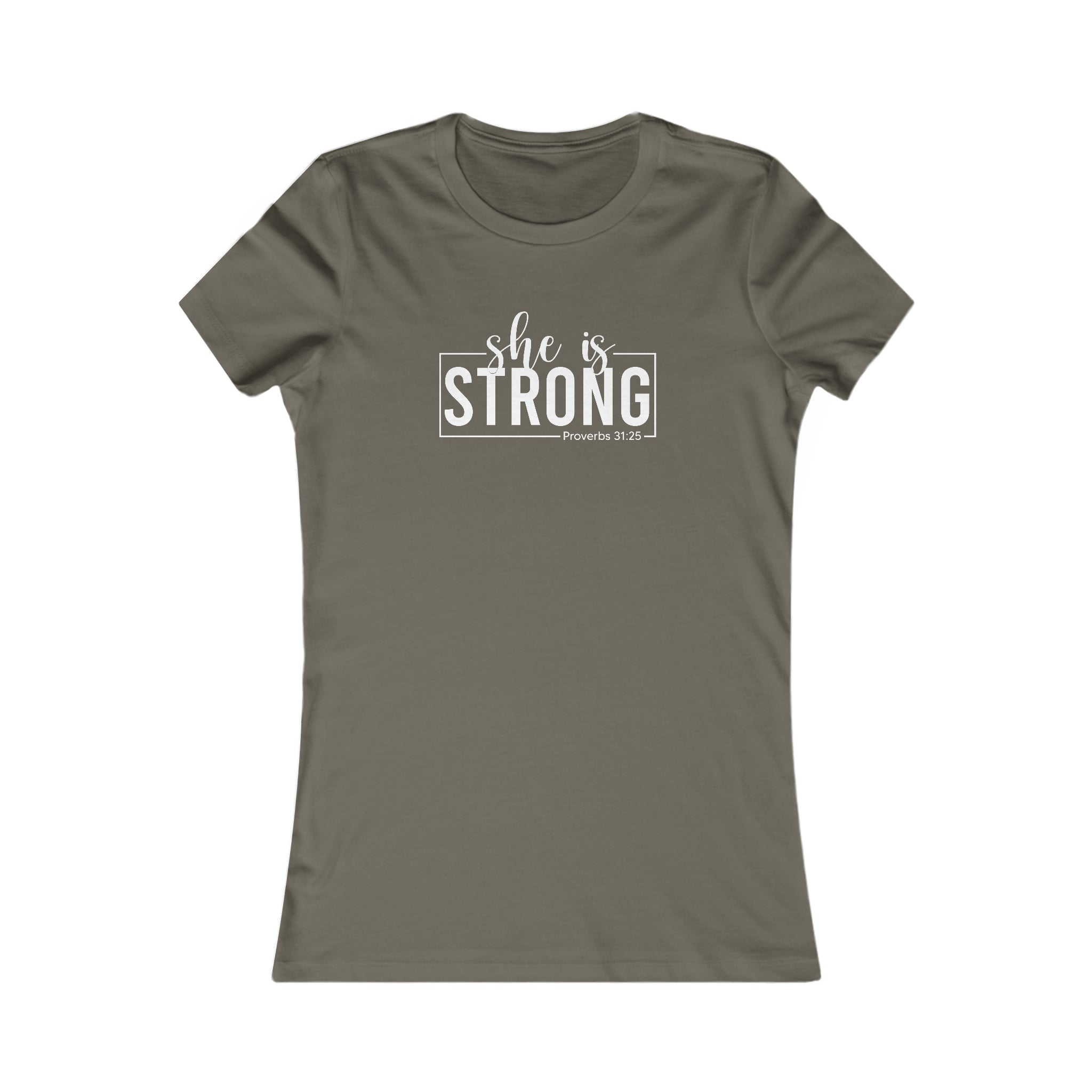 She is STRONG - Women's Favorite Tee - White Logo - Plain Back