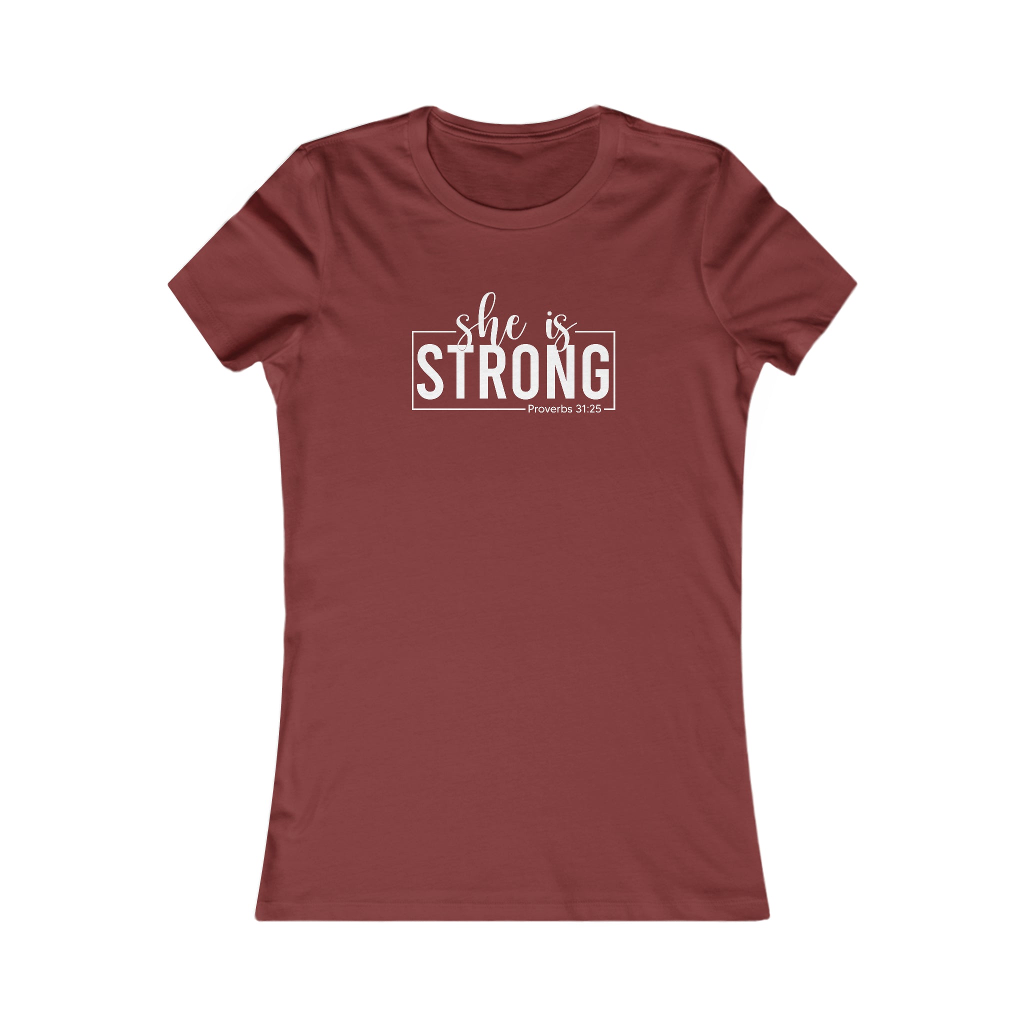 She is STRONG - Women's Favorite Tee - White Logo - Plain Back