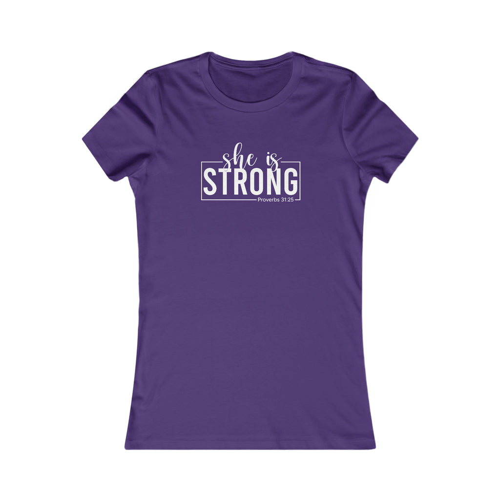 She is STRONG - Women's Favorite Tee - White Logo - Plain Back