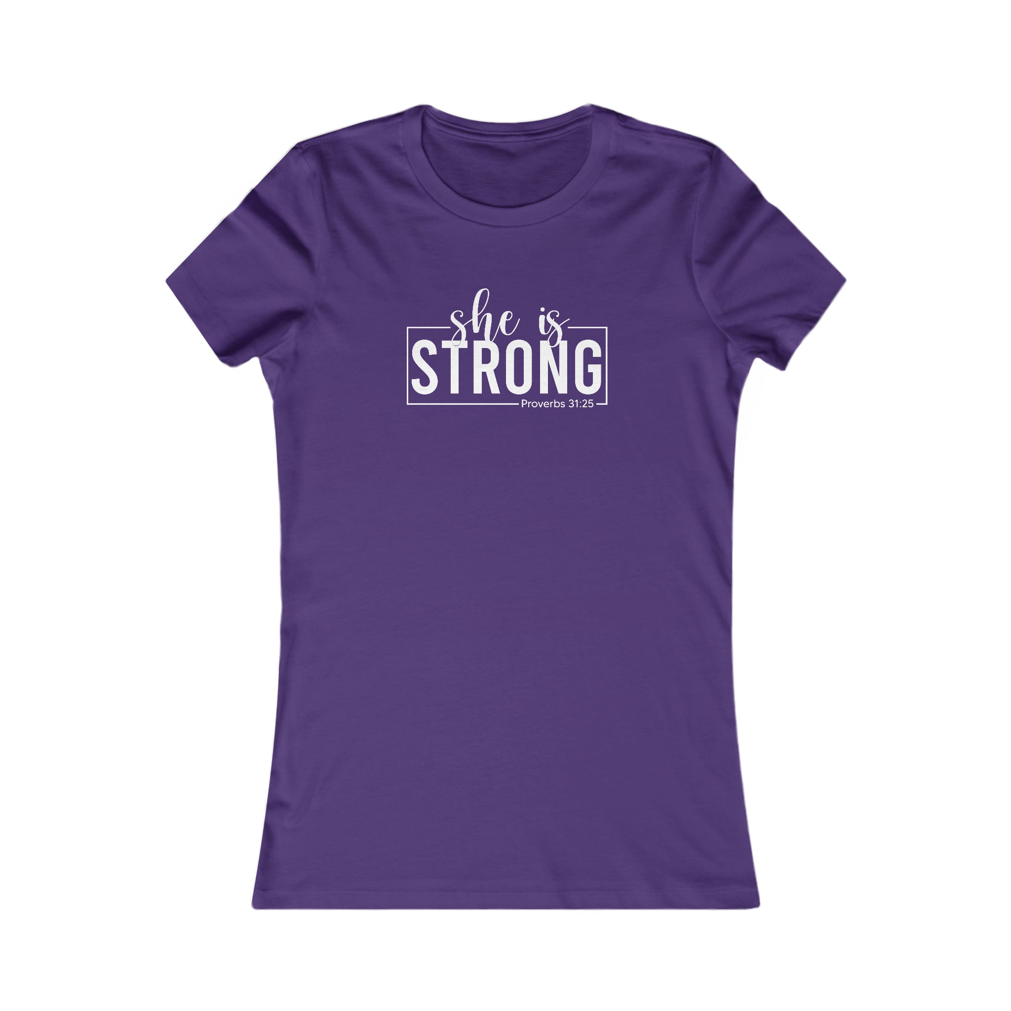 She is STRONG - Women's Favorite Tee - White Logo - Plain Back