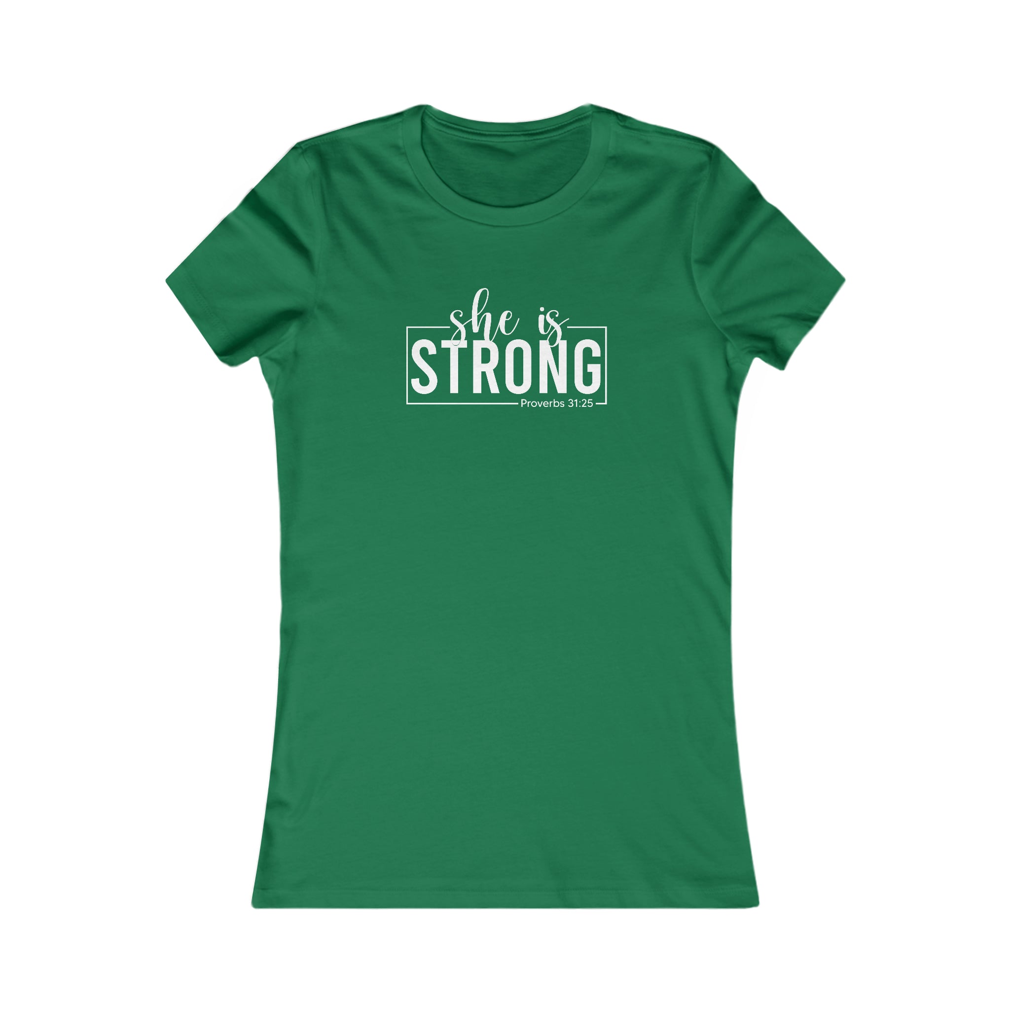 She is STRONG - Women's Favorite Tee - White Logo - Plain Back
