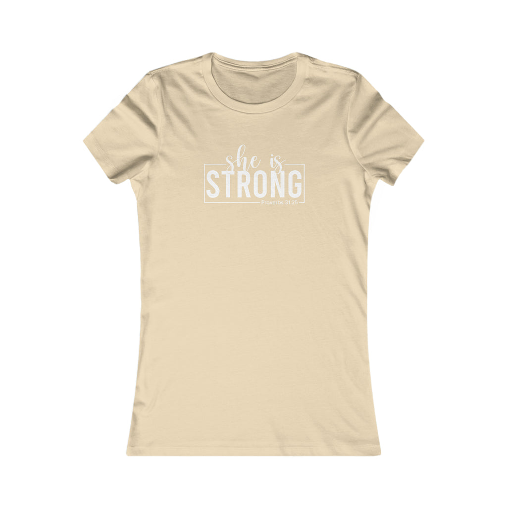 She is STRONG - Women's Favorite Tee - White Logo - Plain Back