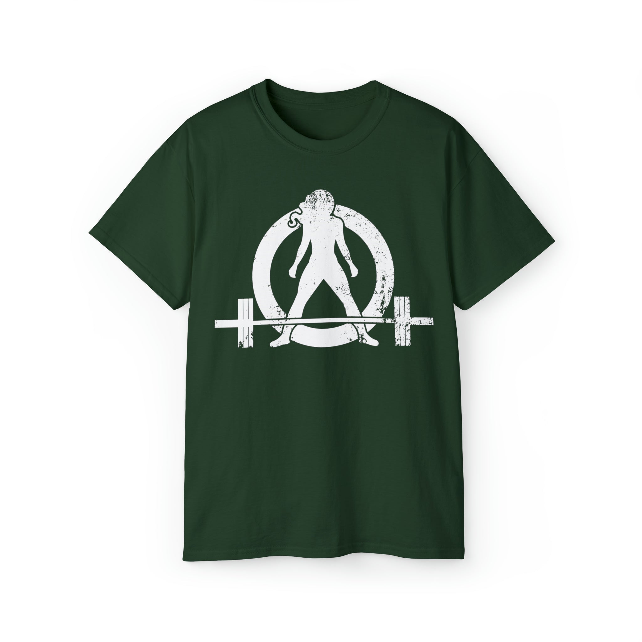 Unisex Ultra Cotton Tee - Distressed White Logo - Plain Back
