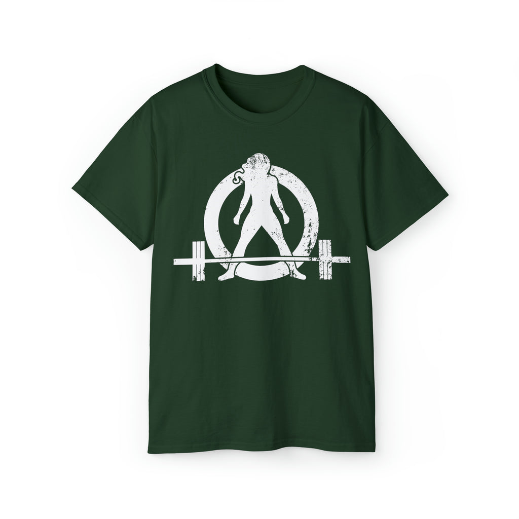 Unisex Ultra Cotton Tee - Distressed White Logo - Plain Back