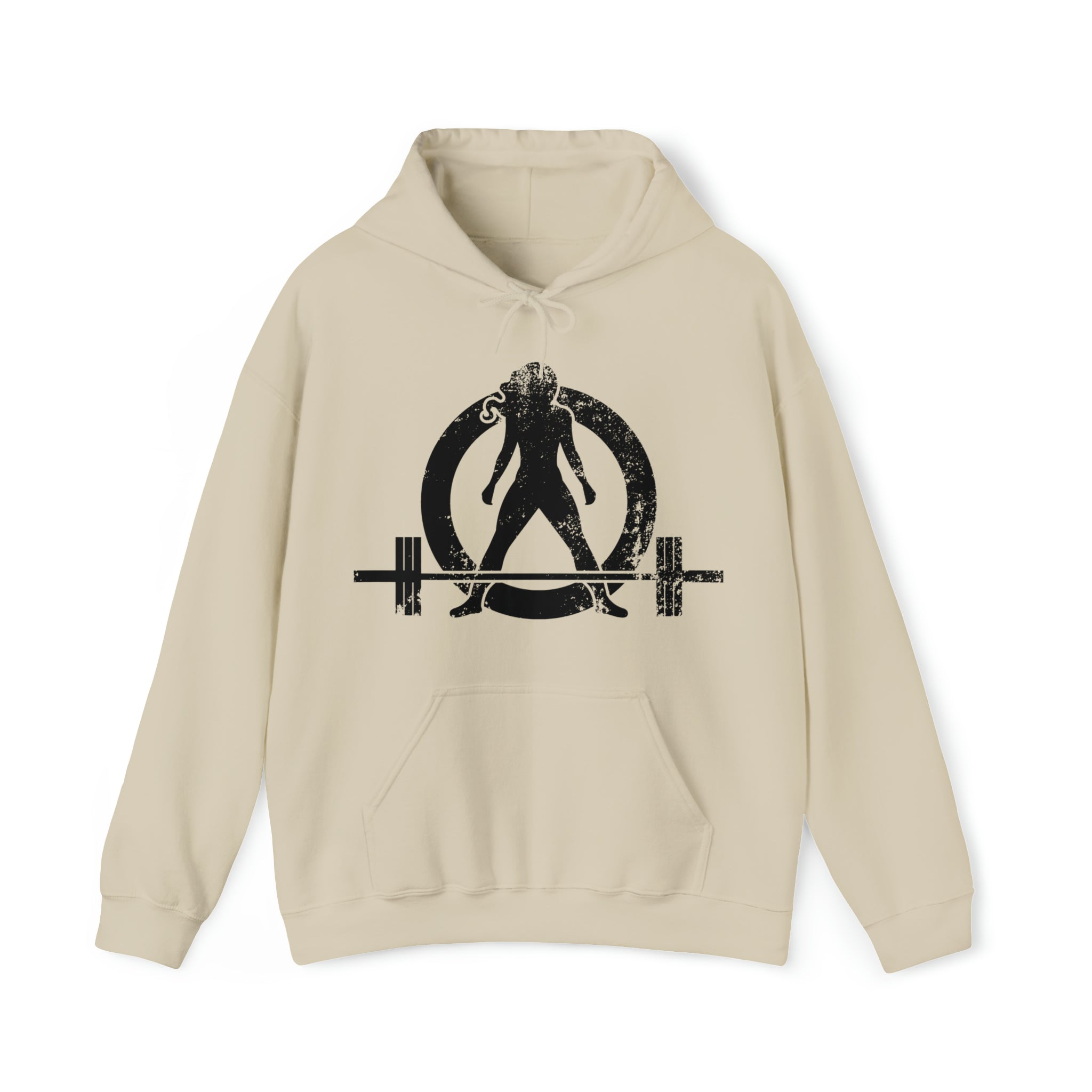 Distressed Black Logo - Plain Back - Unisex Heavy Blend Hooded Sweatshirt