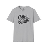 Coffee & Barbells - Unisex Softstyle T-Shirt - Black Print on Front Plain Back