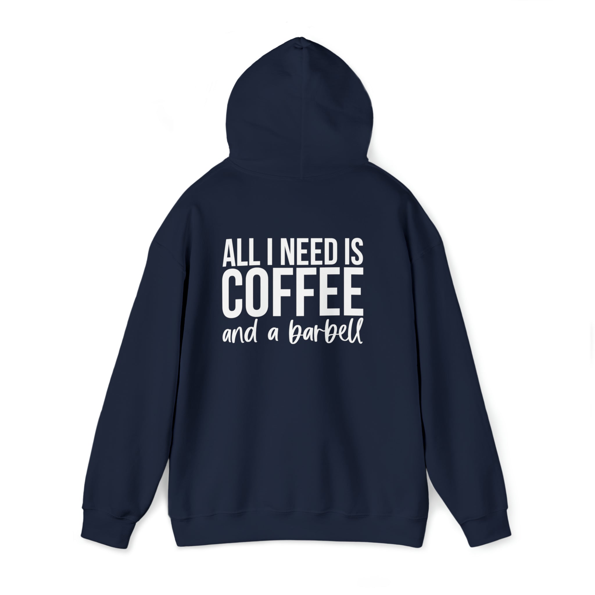 COFFEE and a Barbell - Unisex Heavy Blend Hooded Sweatshirt - Dark Logo