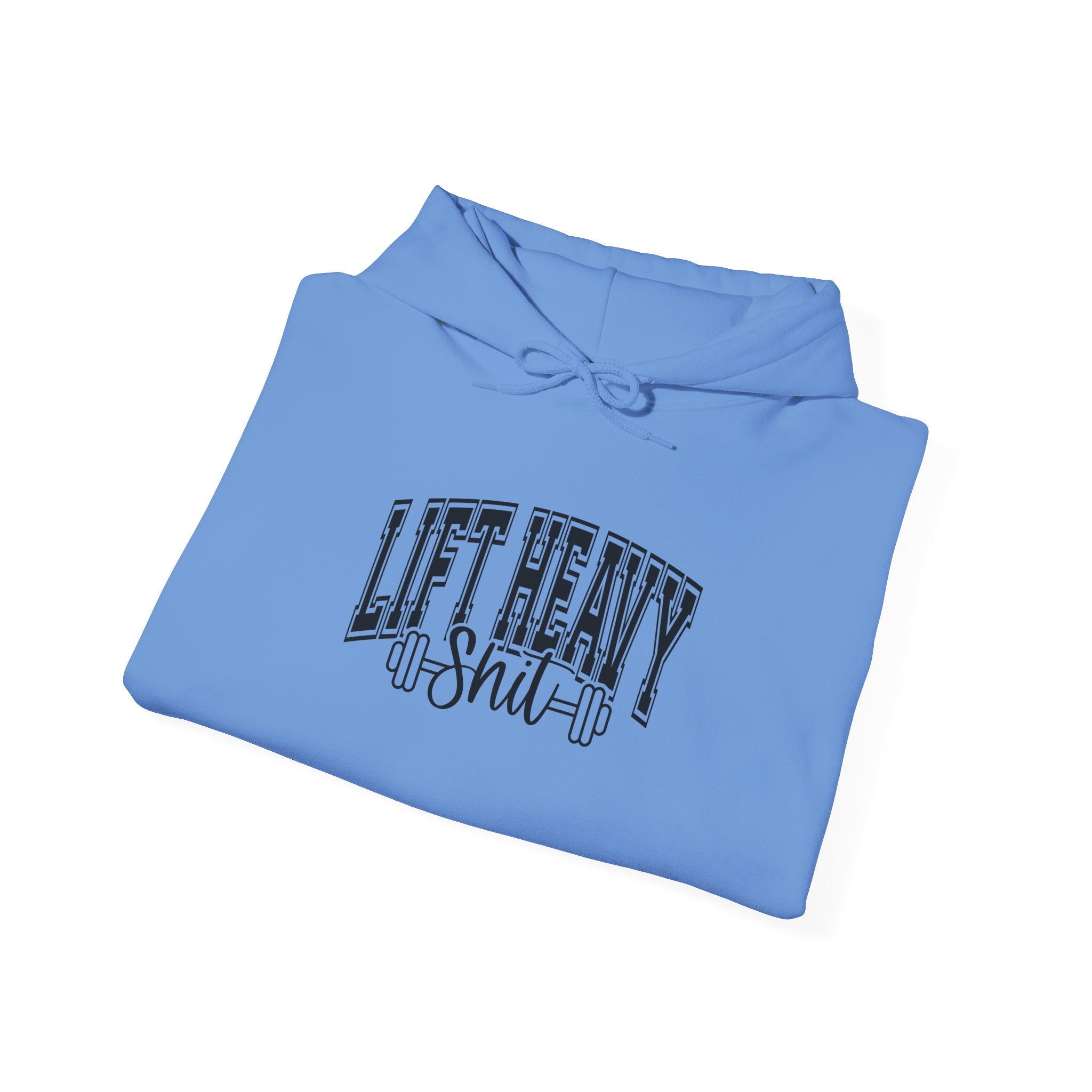 Lift Heavy Shit – Unisex Heavy Blend™ Hooded Sweatshirt (Black Logo Front & Sleeve) 🖤🏋️‍♂️🔥