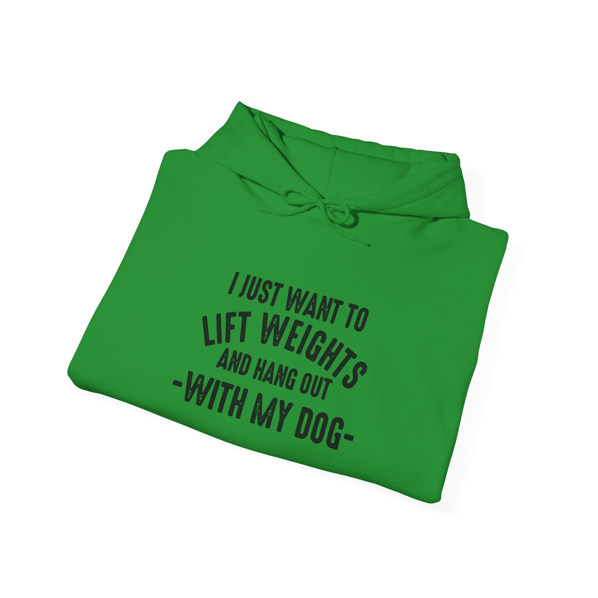 Lift Weights & Hang Out With My Dog  - Dark Logo  - Unisex Heavy Blend Hooded Sweatshirt - Front & Arm Logo Black