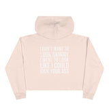 Kick Your Ass - Crop Hoodie - Distressed White Logo - Front & Back