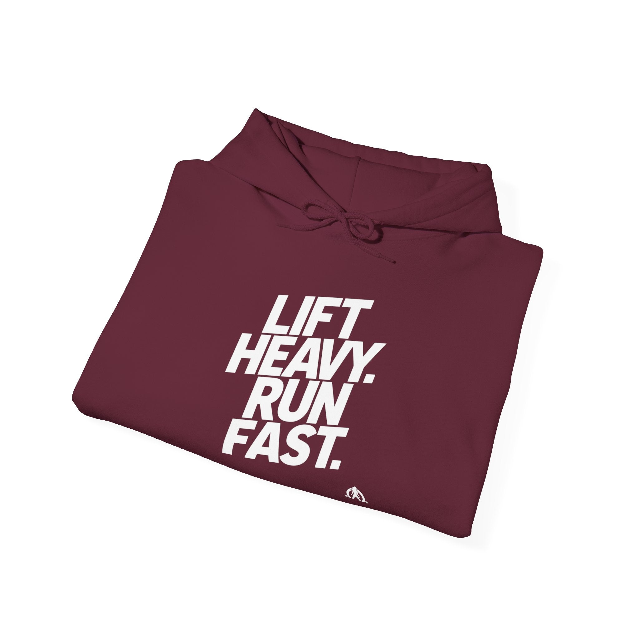 Lift Heavy Run Fast - Unisex Heavy Blend Hooded Sweatshirt - Front White Logo