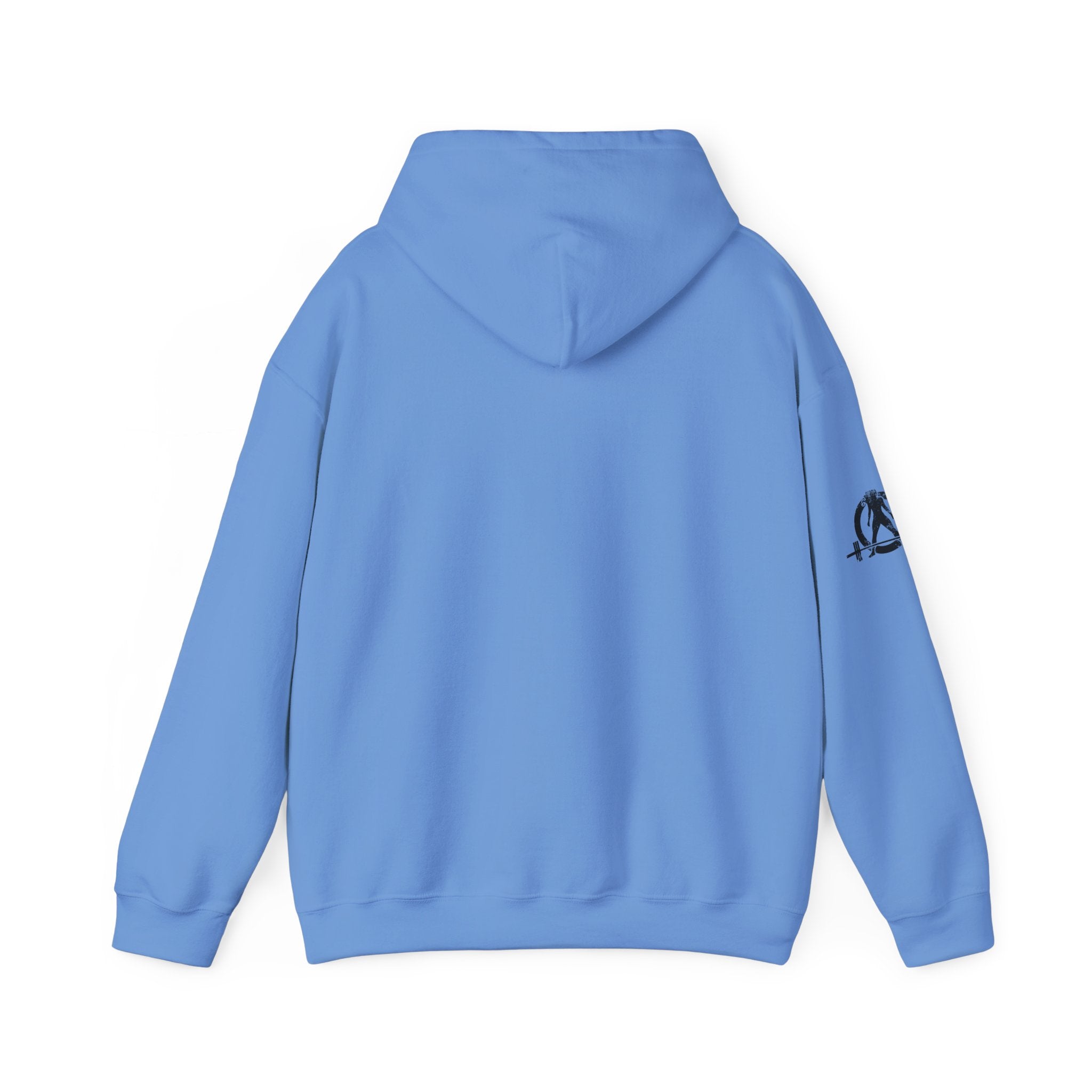 Lift Heavy Swing Fast - Unisex Heavy Blend Hooded Sweatshirt - Black Logo - Right Shoulder - Plain Back