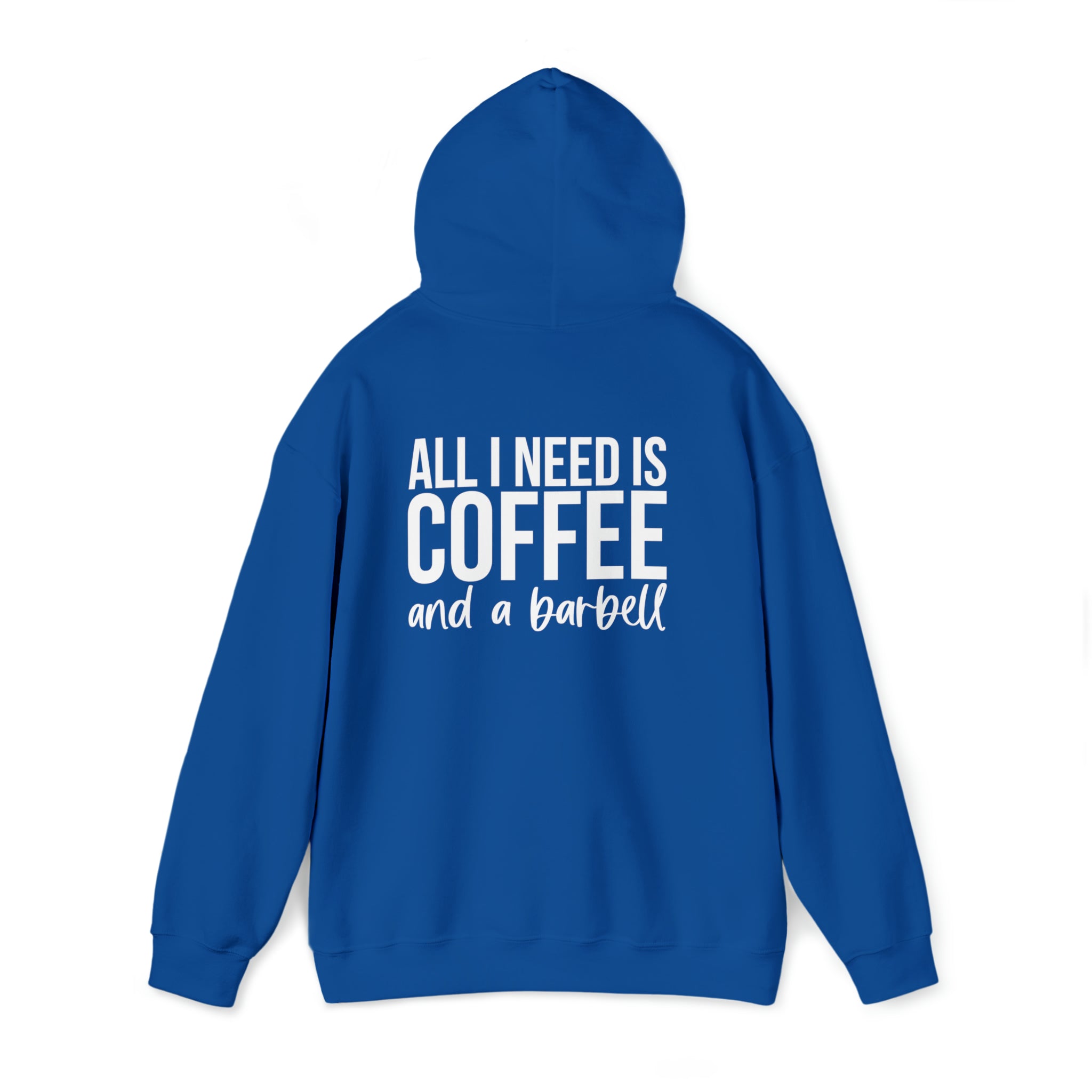 COFFEE and a Barbell - Unisex Heavy Blend Hooded Sweatshirt - Dark Logo