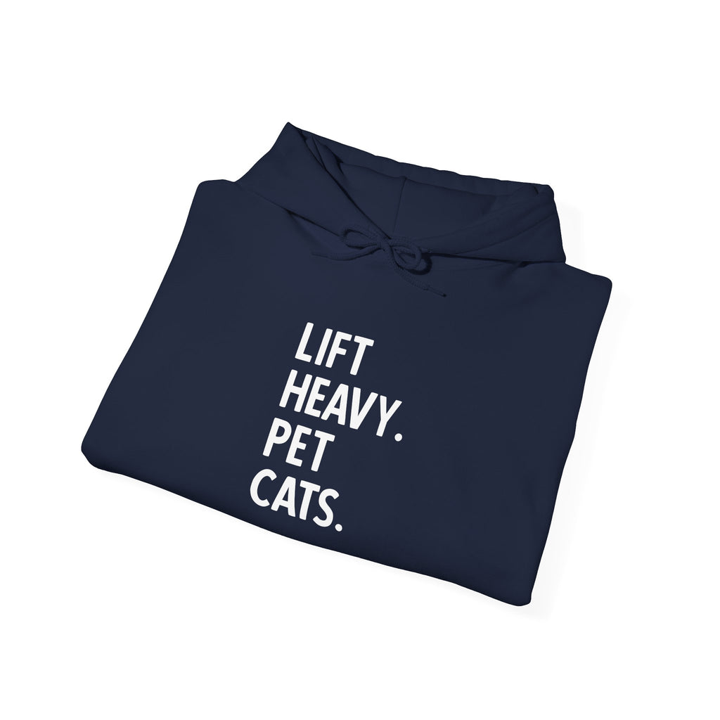 Lift Heavy Pet Cats - Unisex Heavy Blend Hooded Sweatshirt - White Logo