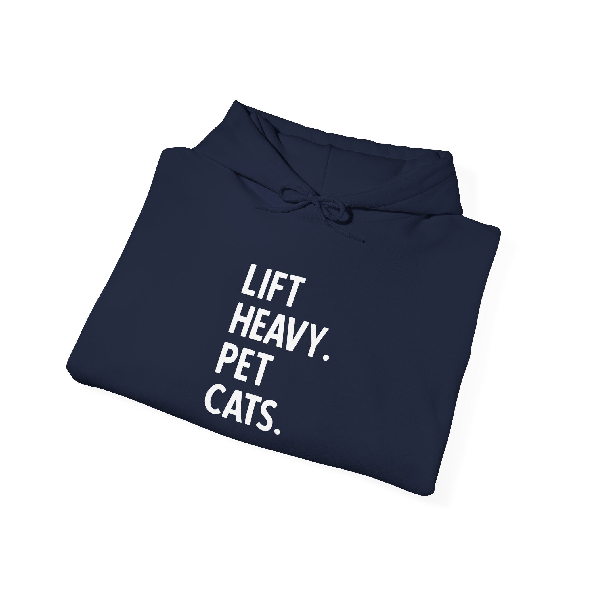 Lift Heavy Pet Cats - Unisex Heavy Blend Hooded Sweatshirt - White Logo