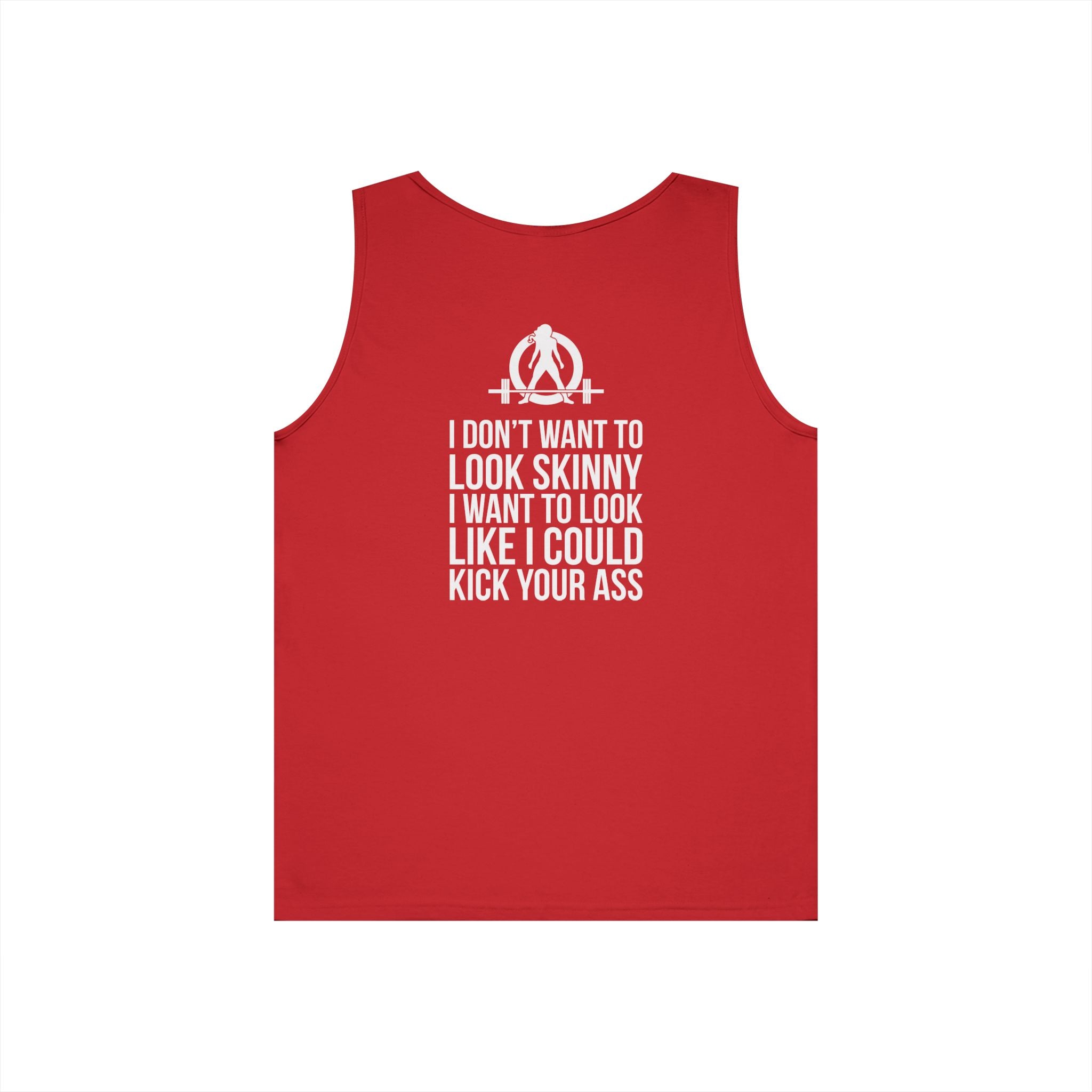 Unisex Heavy Cotton Tank Top -  White Logo - Kick Your Ass