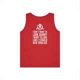Unisex Heavy Cotton Tank Top -  White Logo - Kick Your Ass