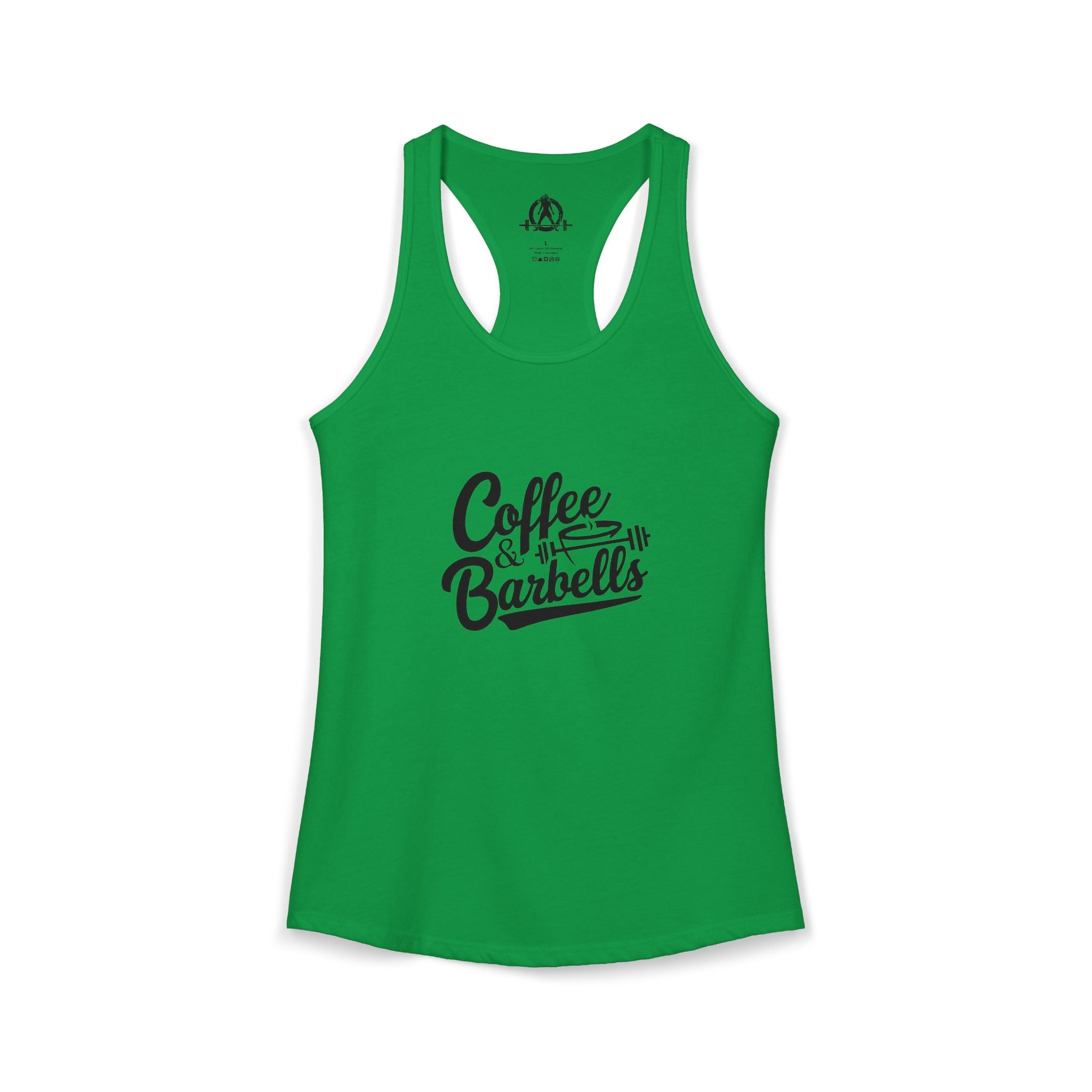 Coffee & Barbells - Women's Ideal Racerback Tank - Black Logo Plain Back