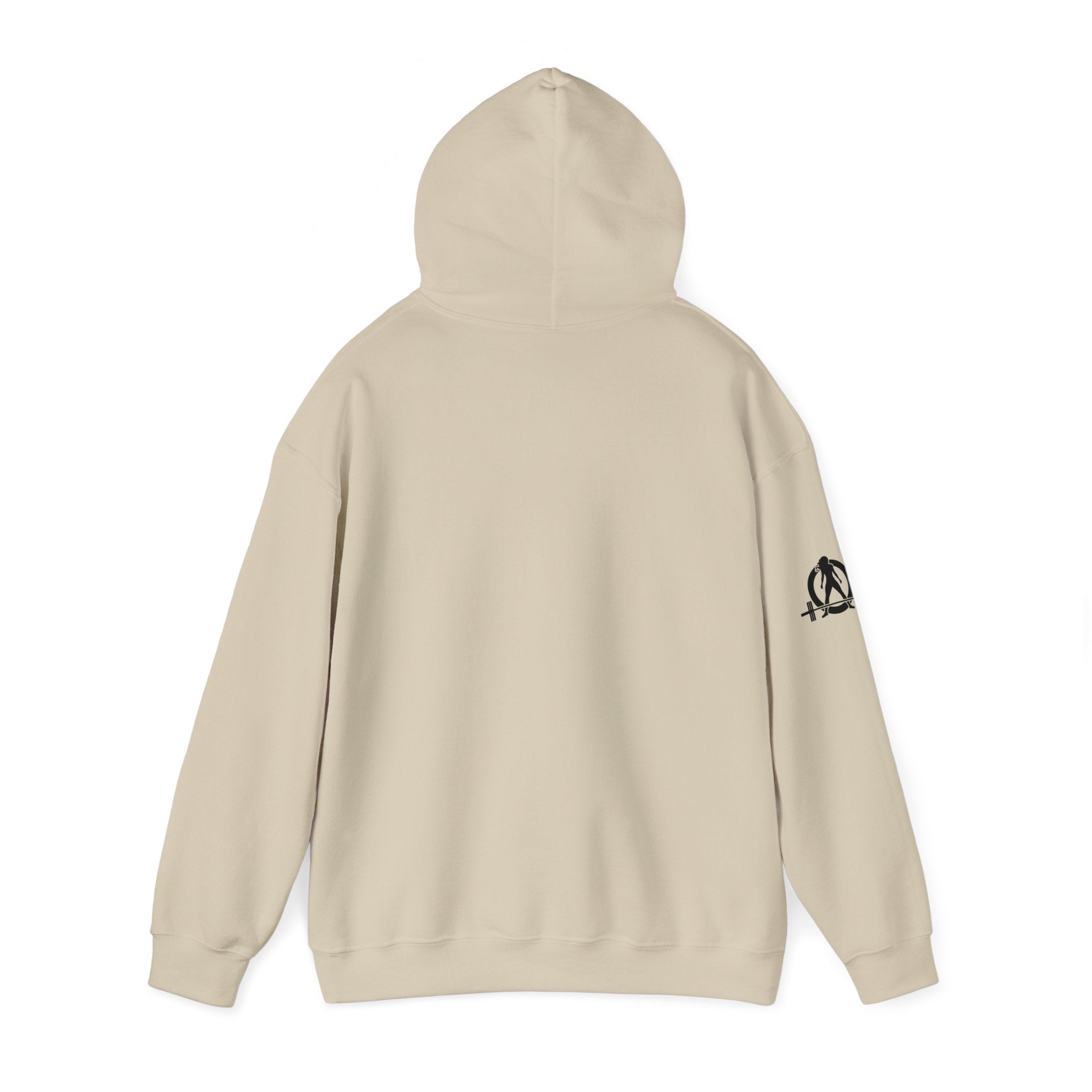 I Could Squat You - Classic Logo White - Unisex Heavy Blend Hooded Sweatshirt - Black Print on Front