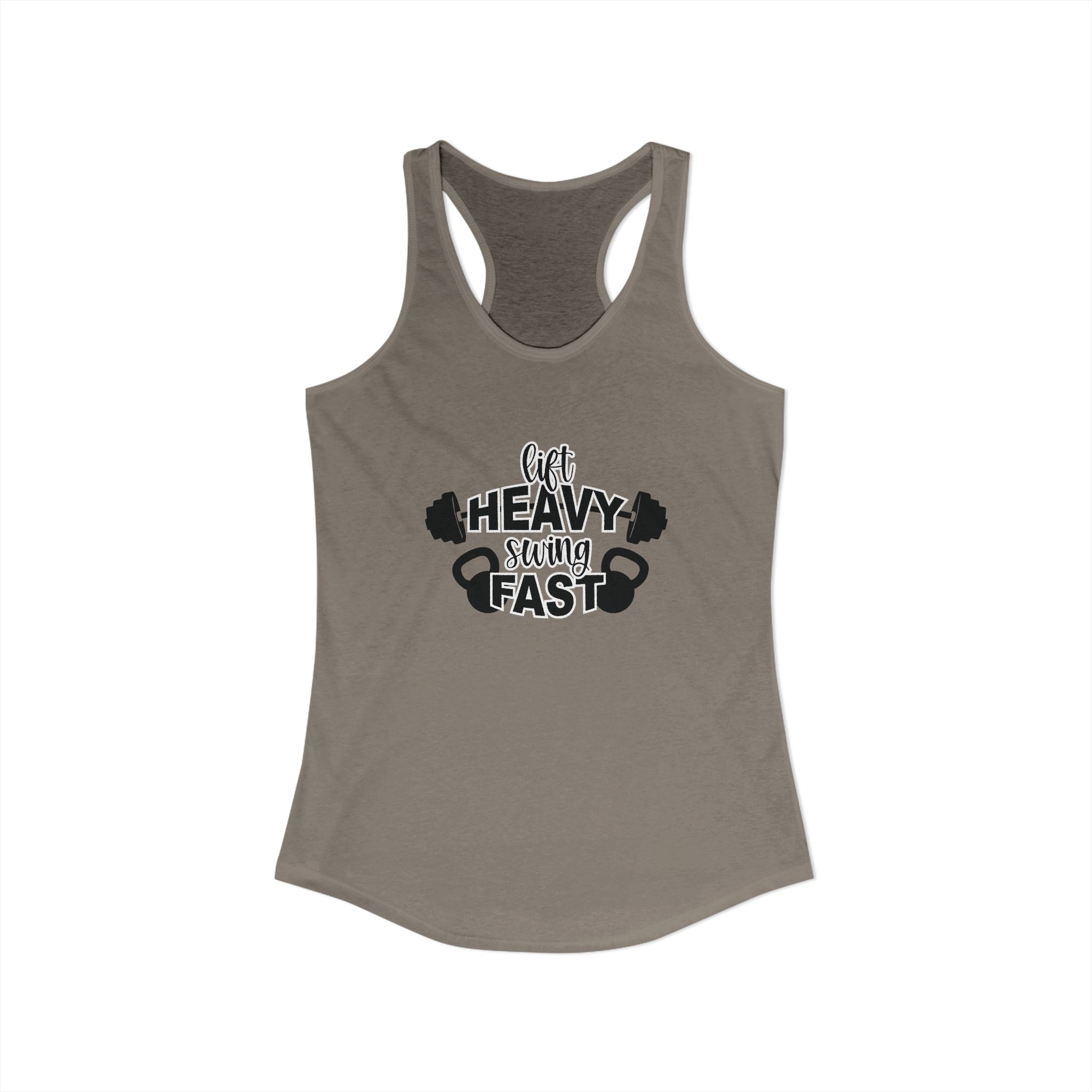 Lift Heavy Swing Fast - Women's Ideal Racerback Tank - Black Logo Front & Back