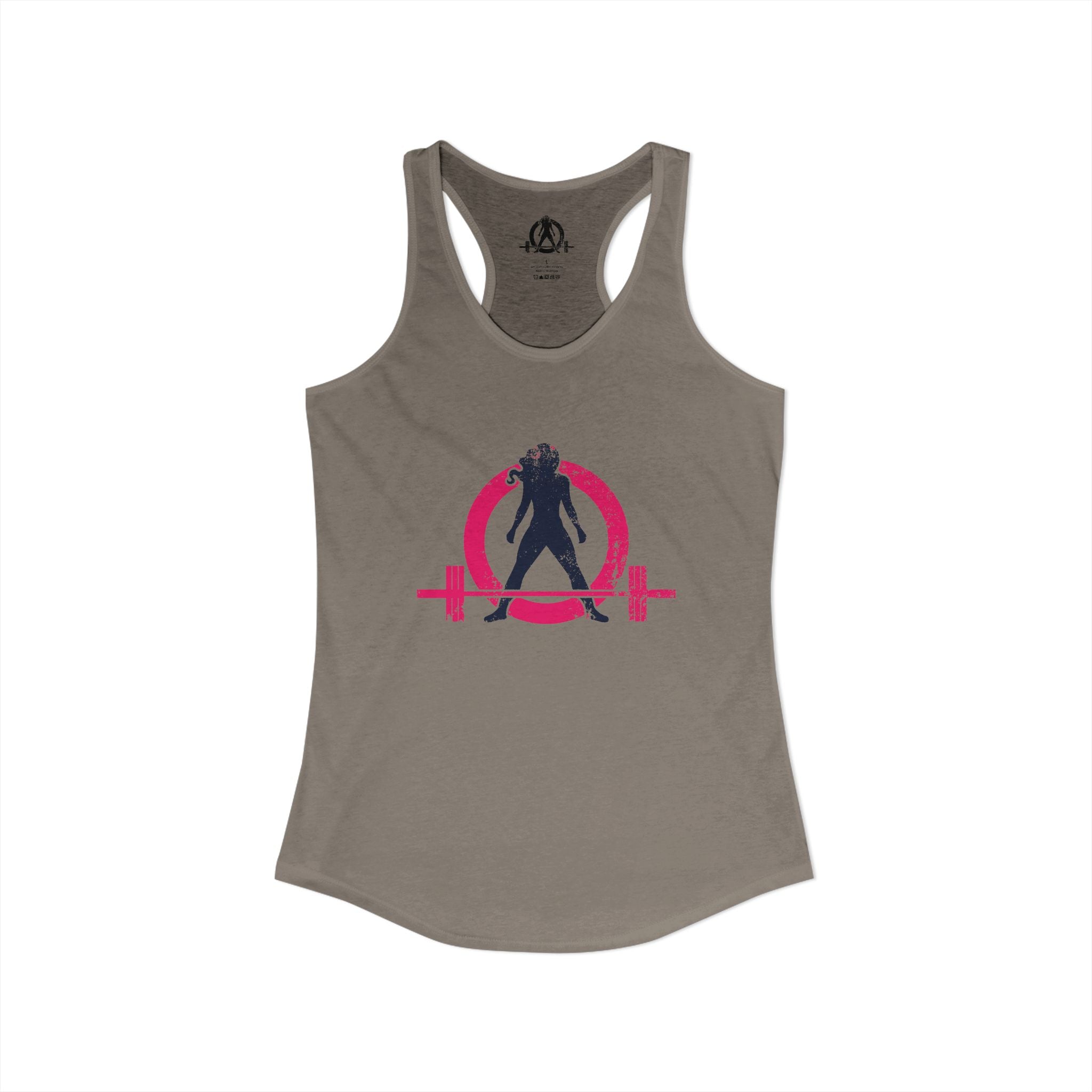 Distressed - Simple - Women's Ideal Racerback Tank - Color Inverted Logo Front - Plain Back
