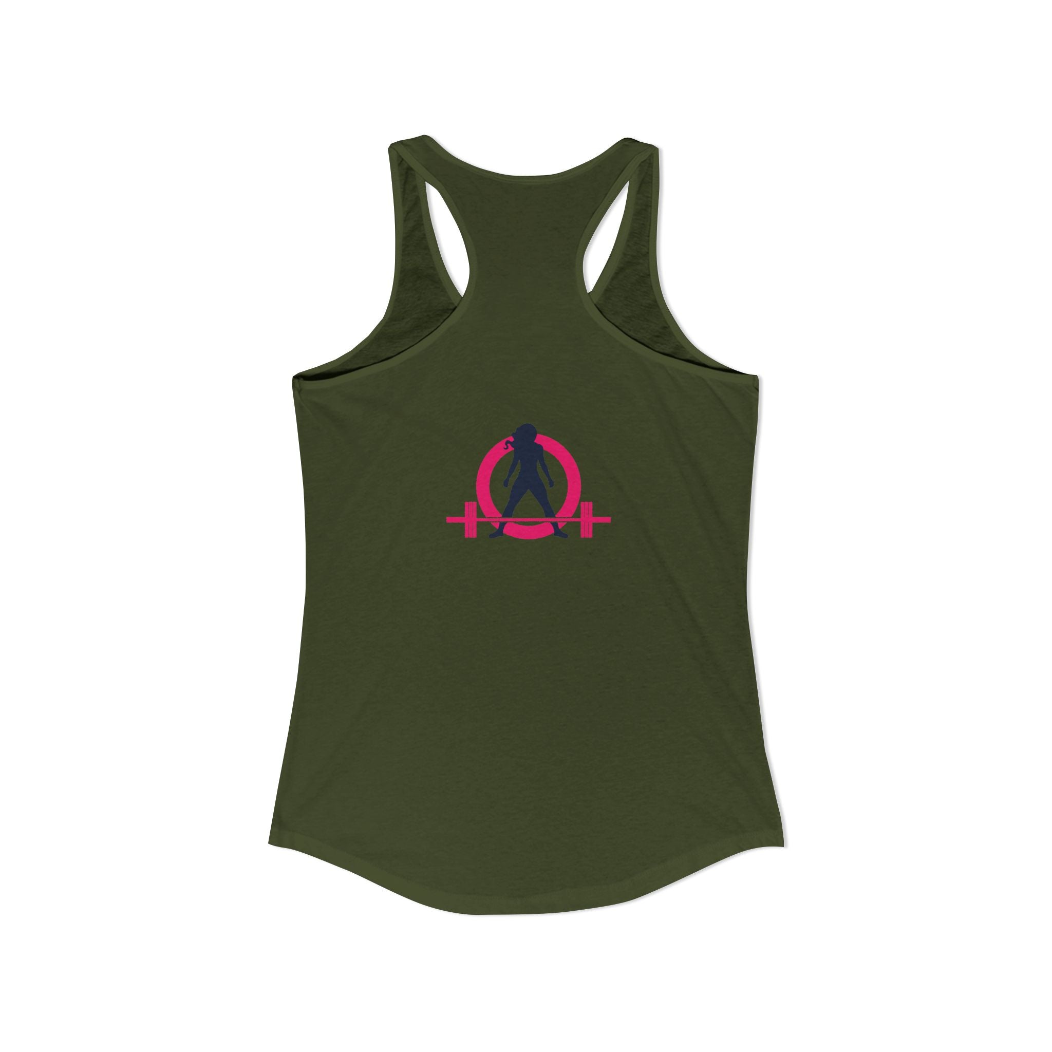 Strong Not Skinny - Color Distressed Logo - Women's Ideal Racerback Tank - Front & Back Print